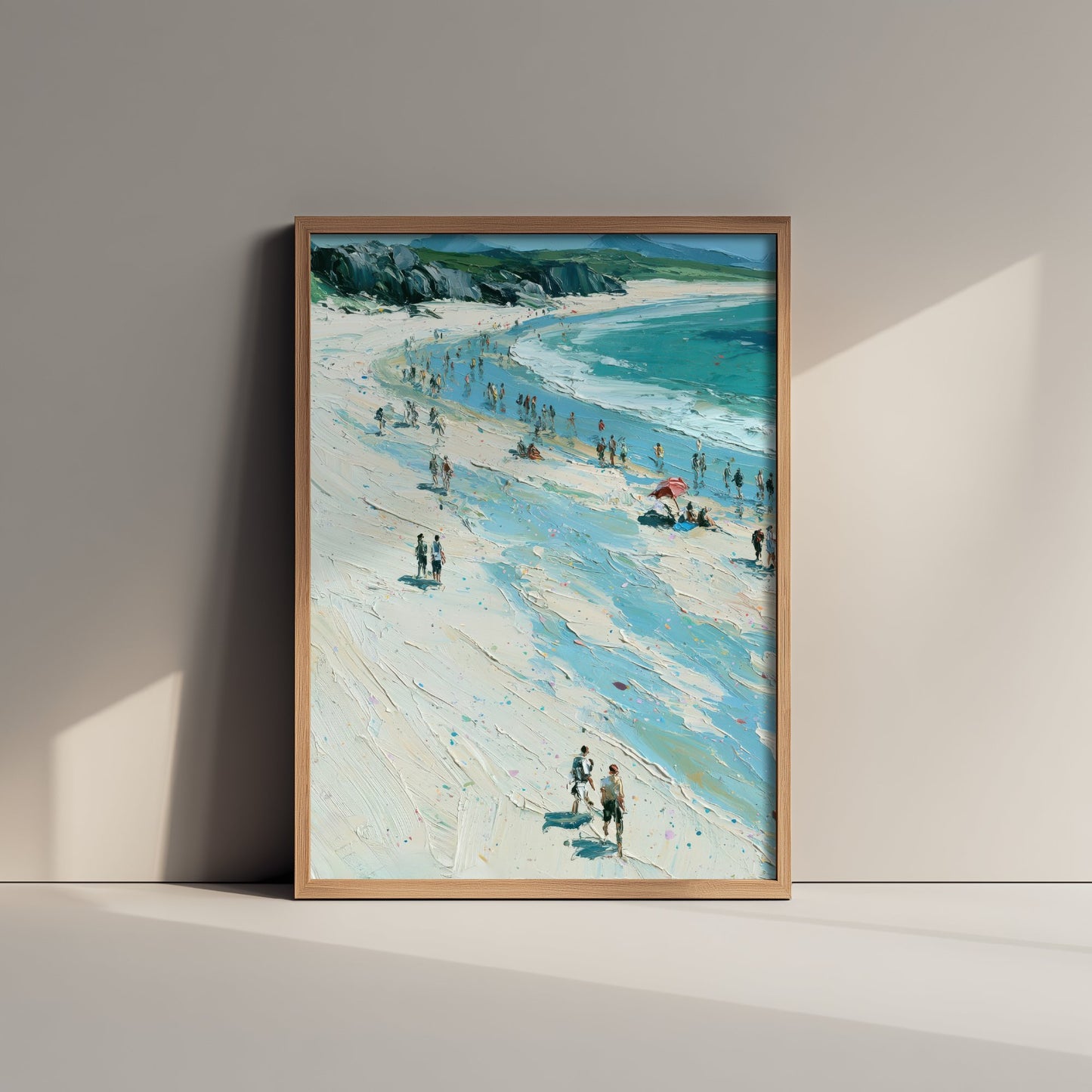 Nairn Beach Travel Poster - Aerial Beach Art Print - Impasto Beach Painting - Highland Panel 1/3
