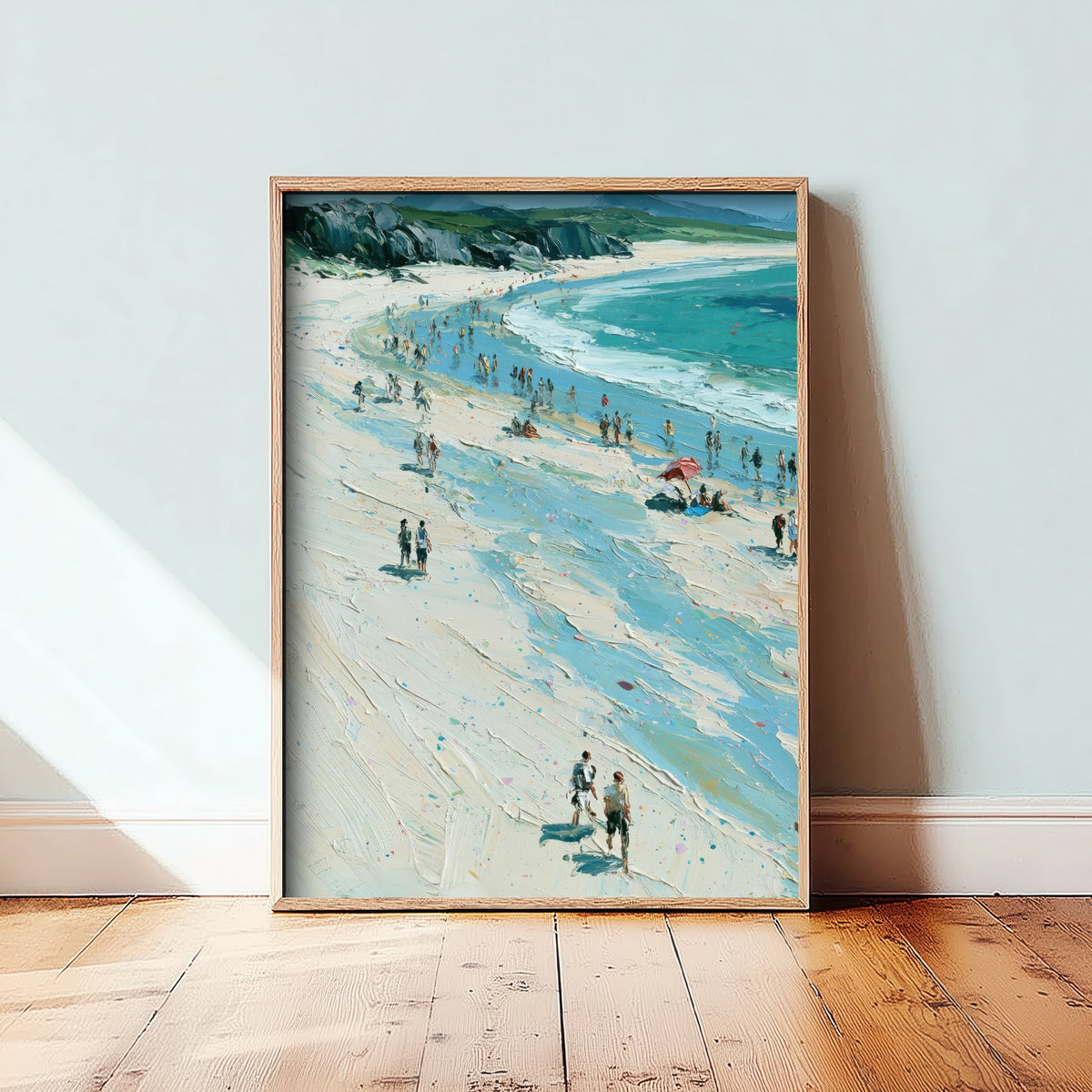 Nairn Beach Travel Poster - Aerial Beach Art Print - Impasto Beach Painting - Highland Panel 1/3