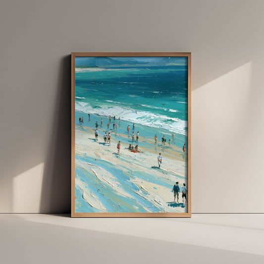 Nairn Beach Travel Poster - Aerial Beach Art Print - Impasto Beach Painting - Highland Panel 2/3