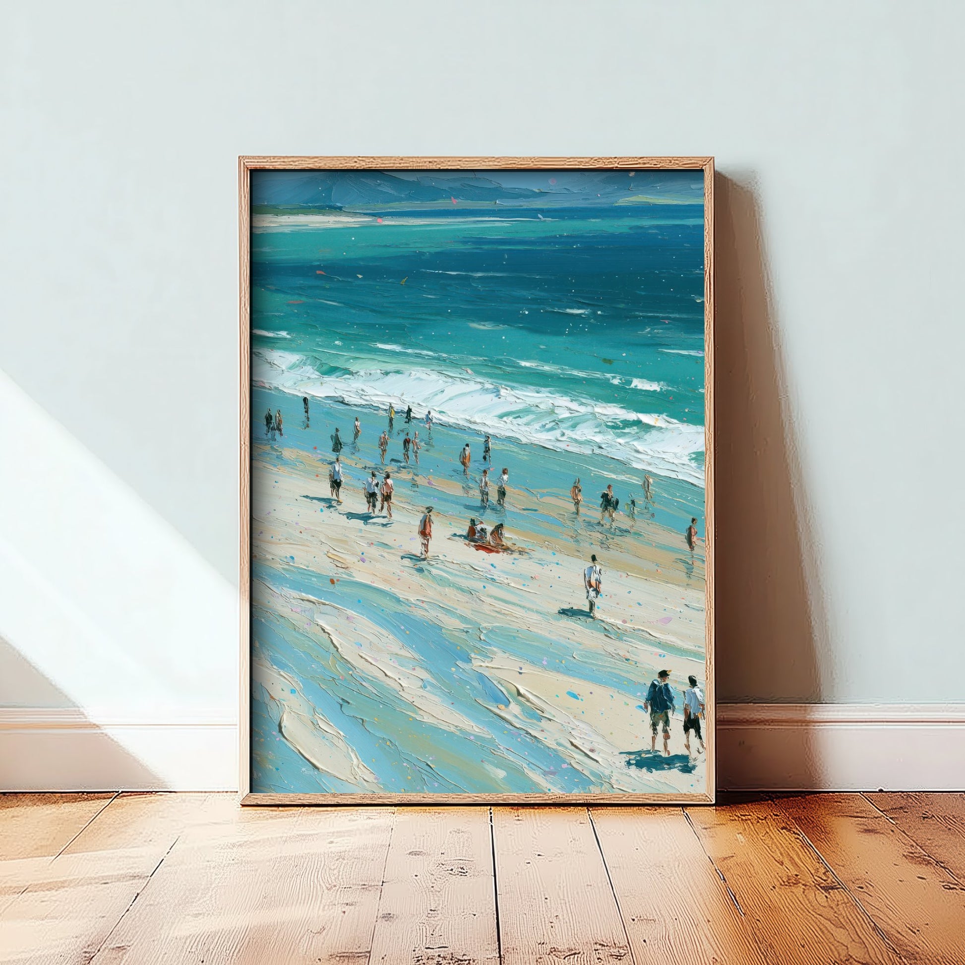 Nairn Beach Travel Poster - Aerial Beach Art Print - Impasto Beach Painting - Highland Panel 2/3