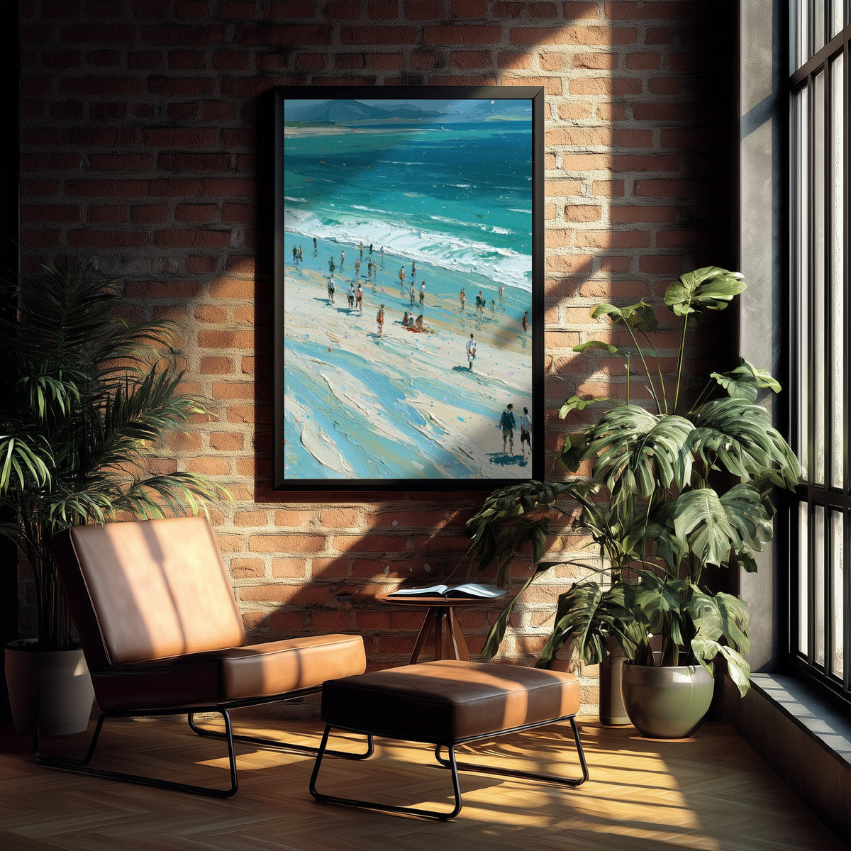 Nairn Beach Travel Poster - Aerial Beach Art Print - Impasto Beach Painting - Highland Panel 2/3