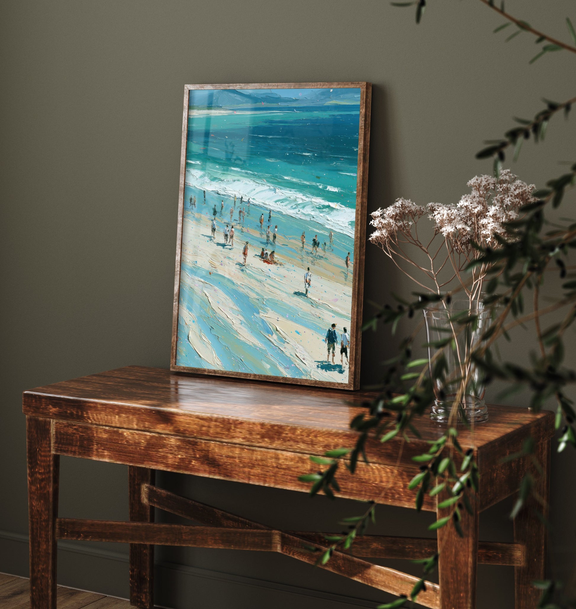 Nairn Beach Travel Poster - Aerial Beach Art Print - Impasto Beach Painting - Highland Panel 2/3