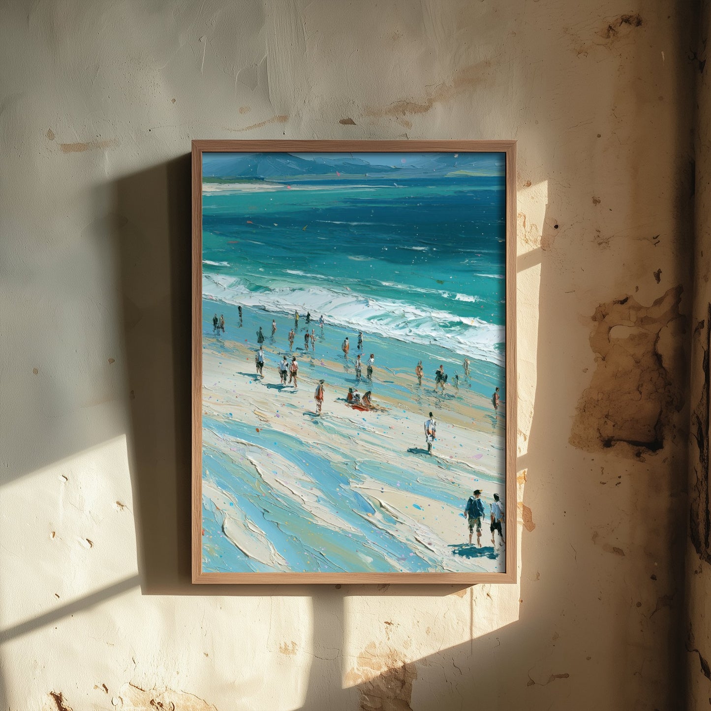 Nairn Beach Travel Poster - Aerial Beach Art Print - Impasto Beach Painting - Highland Panel 2/3