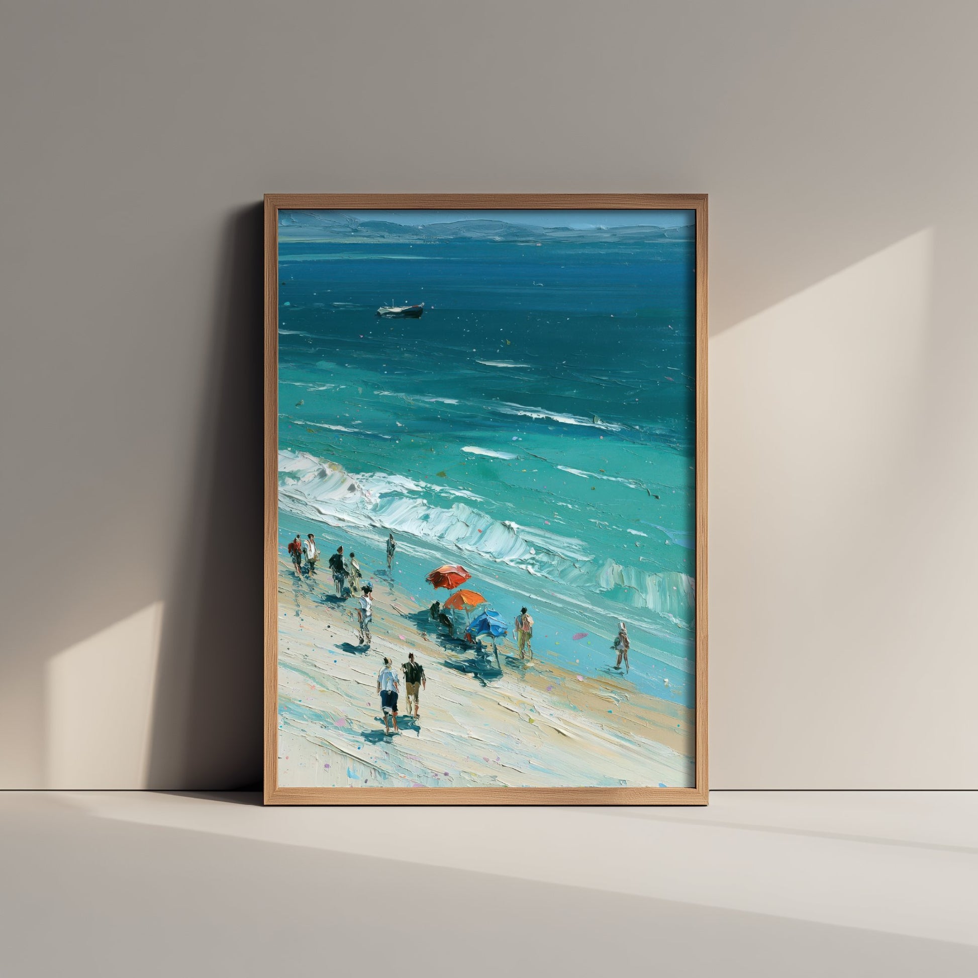 Nairn Beach Travel Poster - Aerial Beach Art Print - Impasto Beach Painting - Highland Panel 3/3