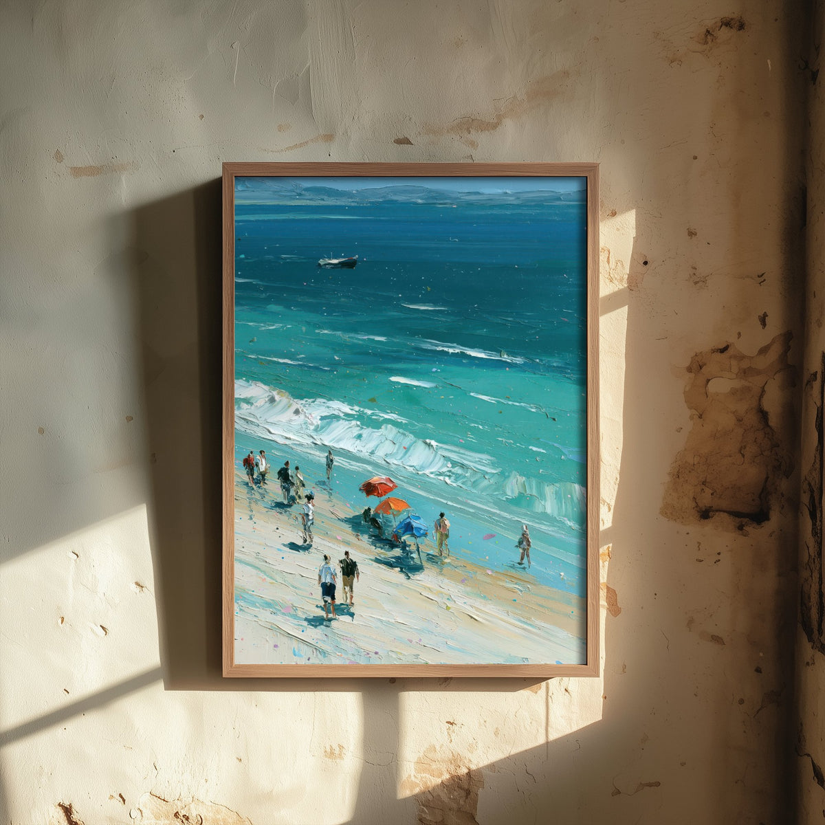 Nairn Beach Travel Poster - Aerial Beach Art Print - Impasto Beach Painting - Highland Panel 3/3