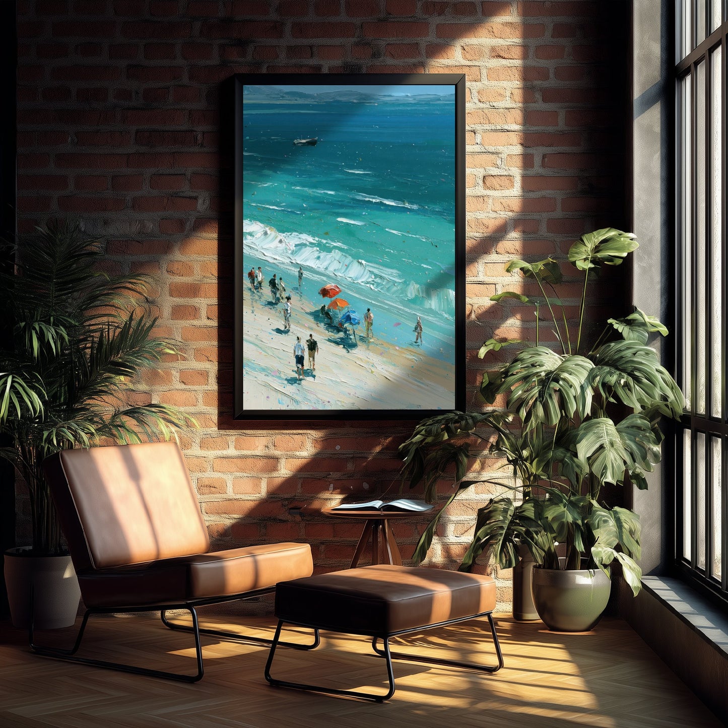 Nairn Beach Travel Poster - Aerial Beach Art Print - Impasto Beach Painting - Highland Panel 3/3