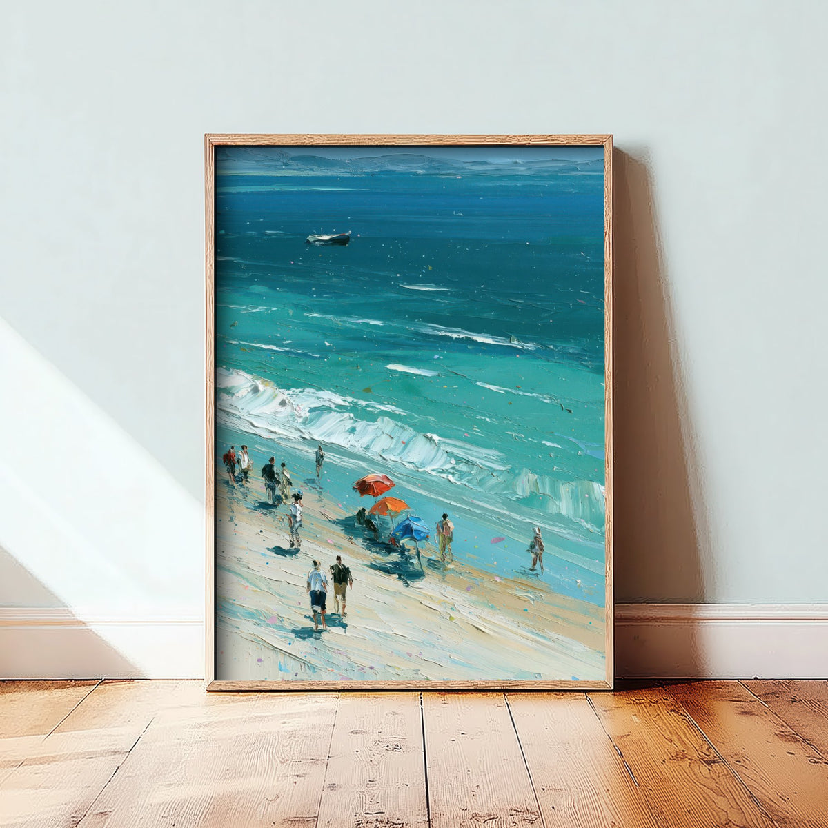 Nairn Beach Travel Poster - Aerial Beach Art Print - Impasto Beach Painting - Highland Panel 3/3