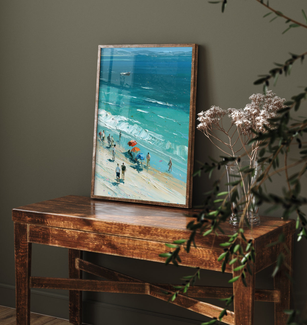 Nairn Beach Travel Poster - Aerial Beach Art Print - Impasto Beach Painting - Highland Panel 3/3