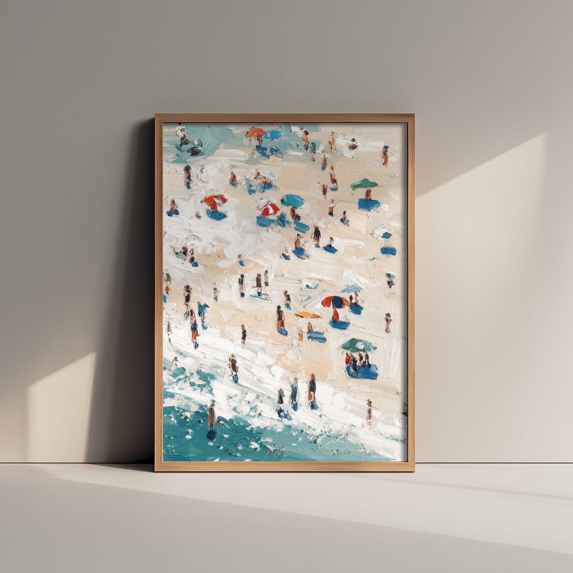 Perranporth Beach Travel Poster - Aerial Beach Art Print - Impasto Beach Painting - Cornwall Panel 3/3