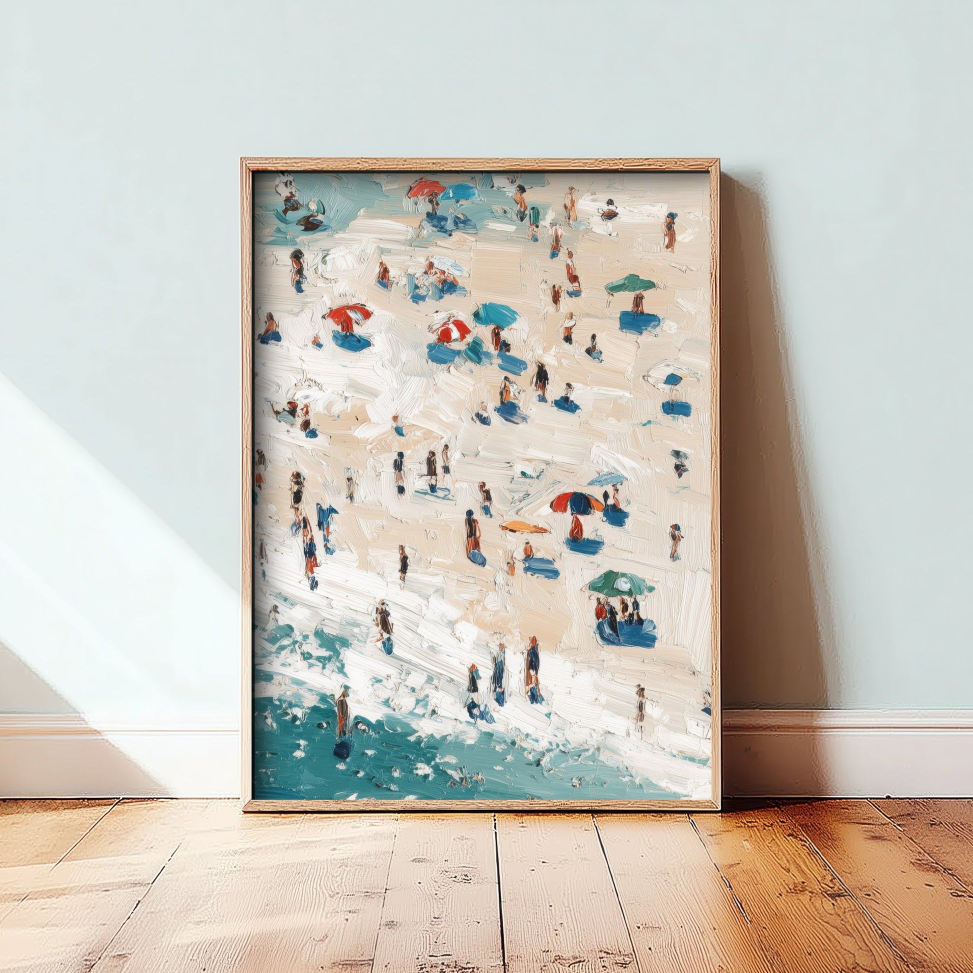 Perranporth Beach Travel Poster - Aerial Beach Art Print - Impasto Beach Painting - Cornwall Panel 3/3