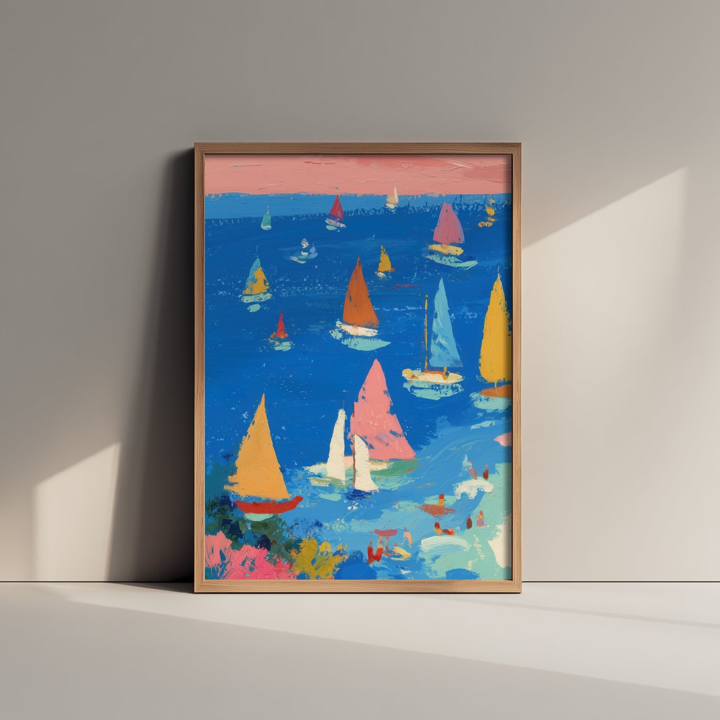 Porthminster Beach Travel Poster - Aerial Beach Art Print - Impasto Beach Painting - Cornwall Panel 1/3