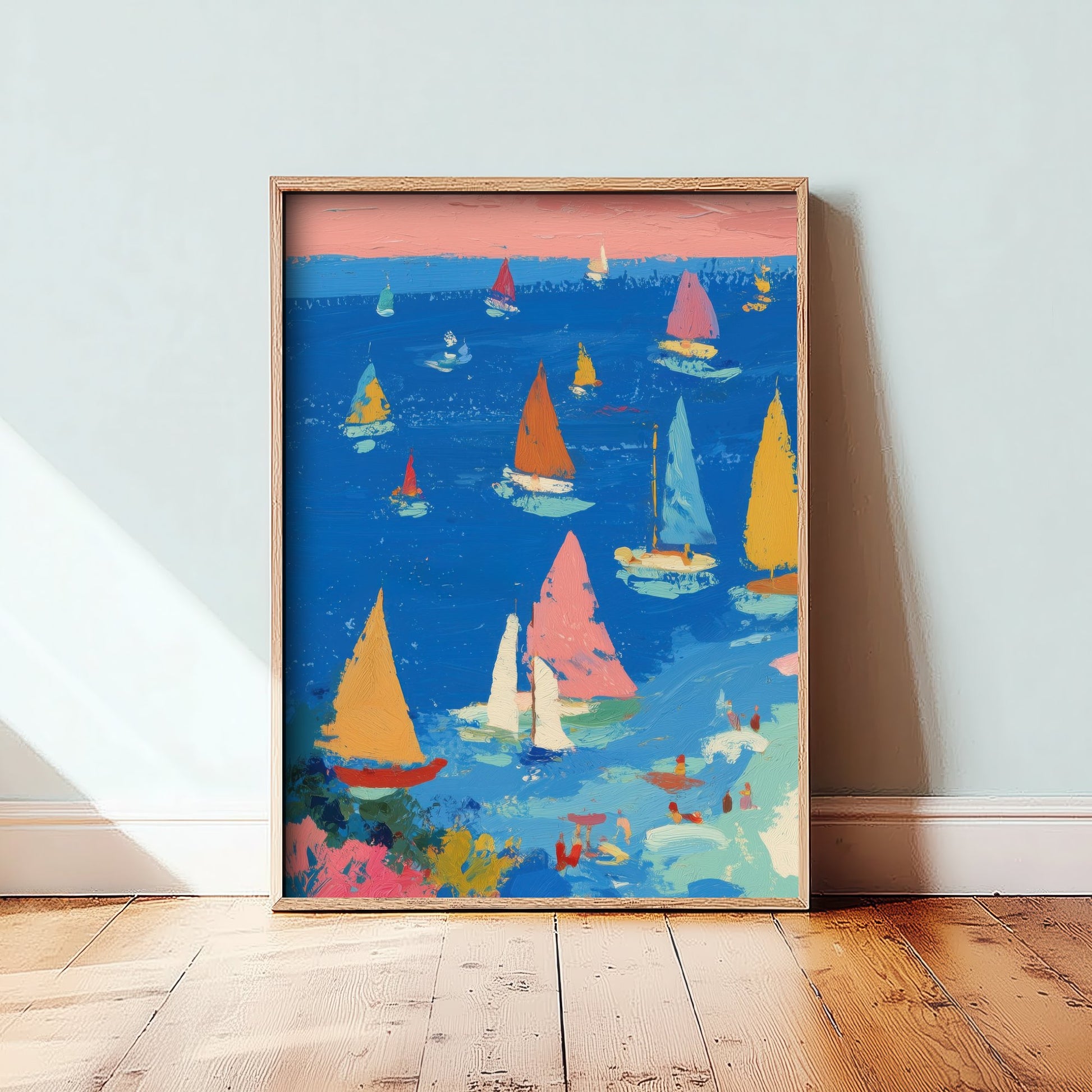 Porthminster Beach Travel Poster - Aerial Beach Art Print - Impasto Beach Painting - Cornwall Panel 1/3
