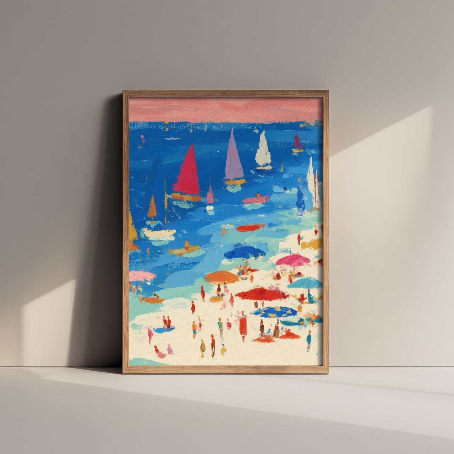 Porthminster Beach Travel Poster - Aerial Beach Art Print - Impasto Beach Painting - Cornwall Panel 2/3
