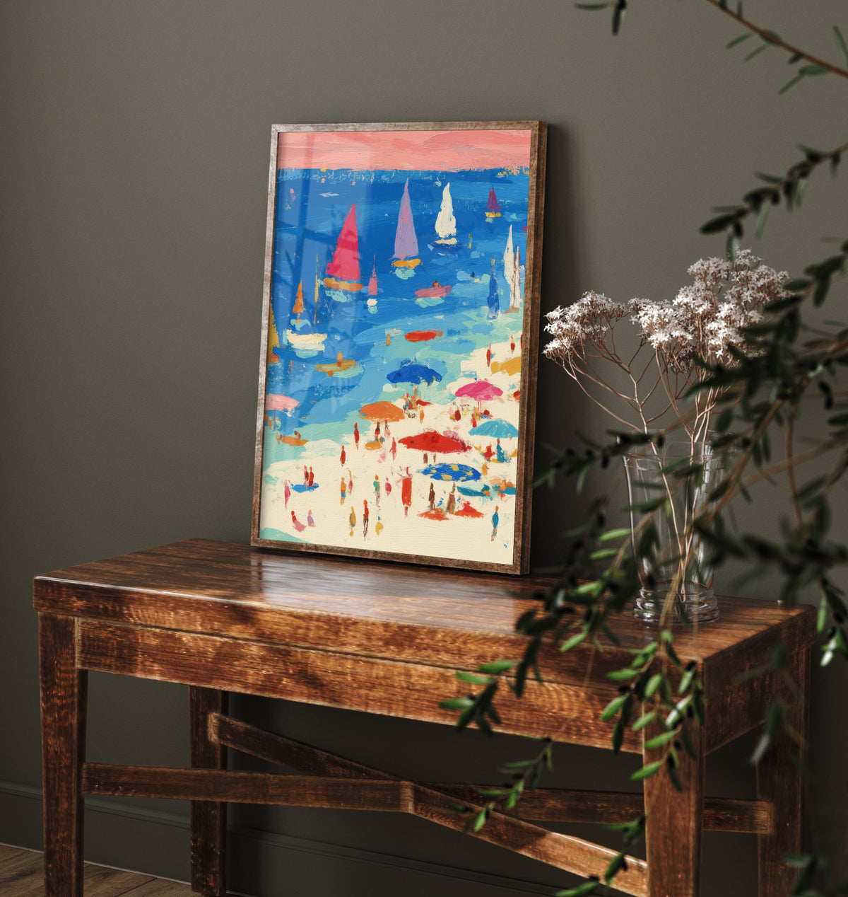 Porthminster Beach Travel Poster - Aerial Beach Art Print - Impasto Beach Painting - Cornwall Panel 2/3