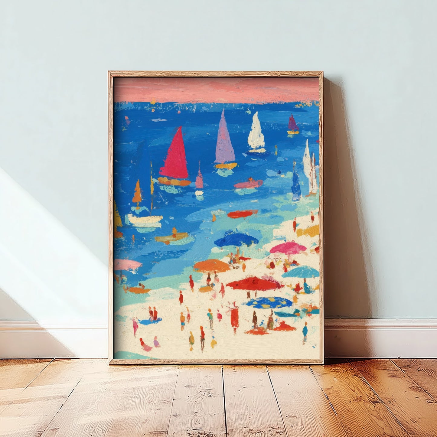 Porthminster Beach Travel Poster - Aerial Beach Art Print - Impasto Beach Painting - Cornwall Panel 2/3