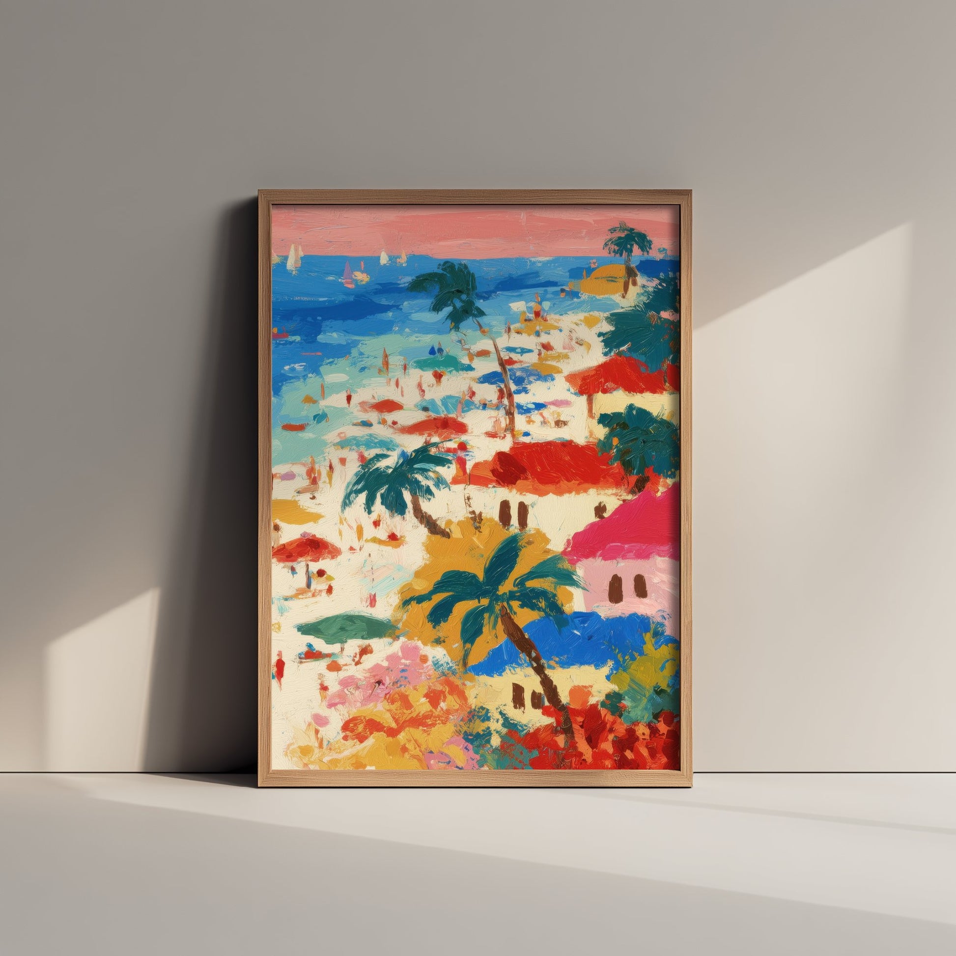 Porthminster Beach Travel Poster - Aerial Beach Art Print - Impasto Beach Painting - Cornwall Panel 3/3