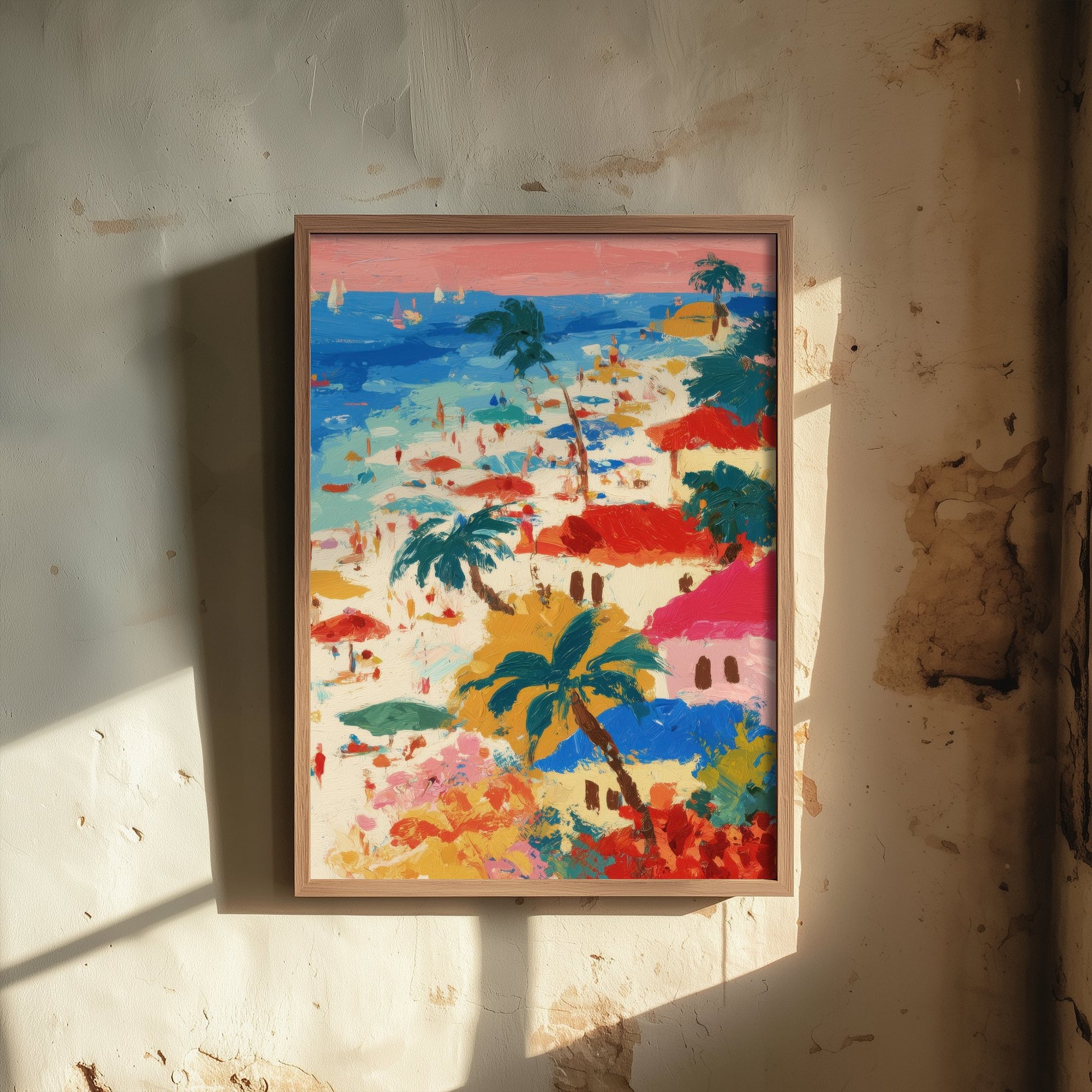 Porthminster Beach Travel Poster - Aerial Beach Art Print - Impasto Beach Painting - Cornwall Panel 3/3