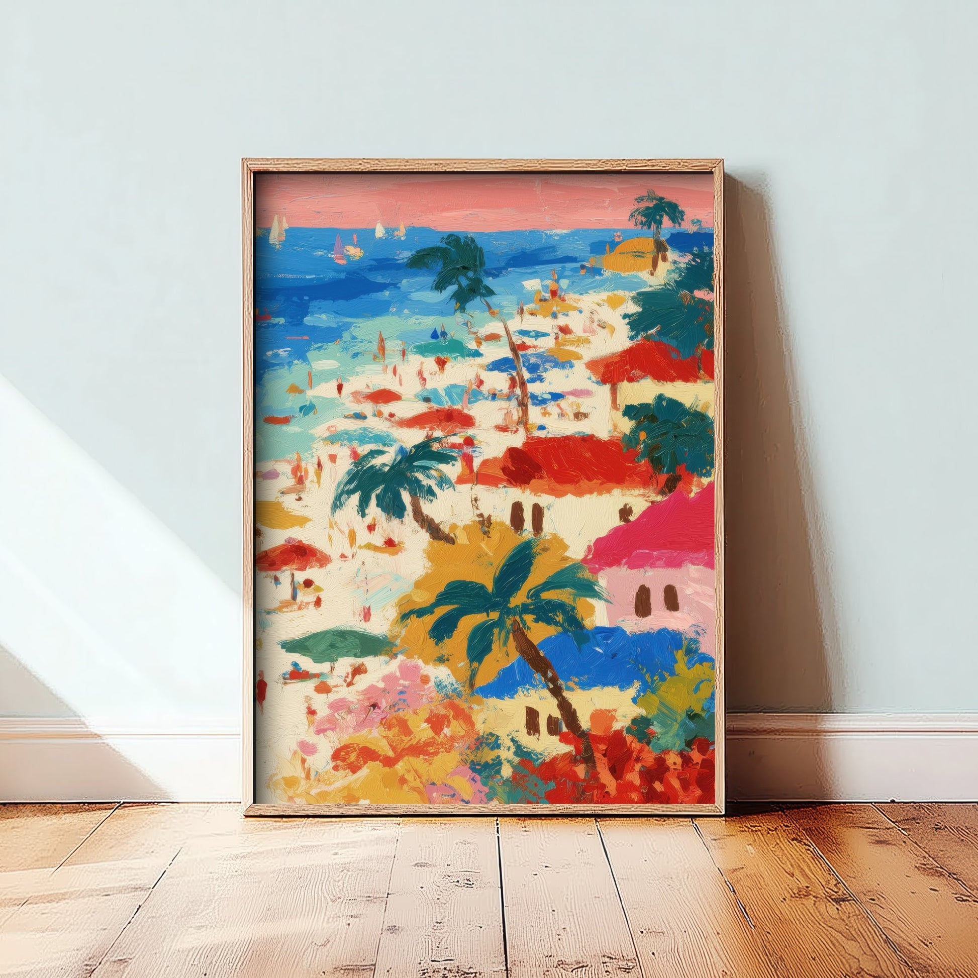 Porthminster Beach Travel Poster - Aerial Beach Art Print - Impasto Beach Painting - Cornwall Panel 3/3