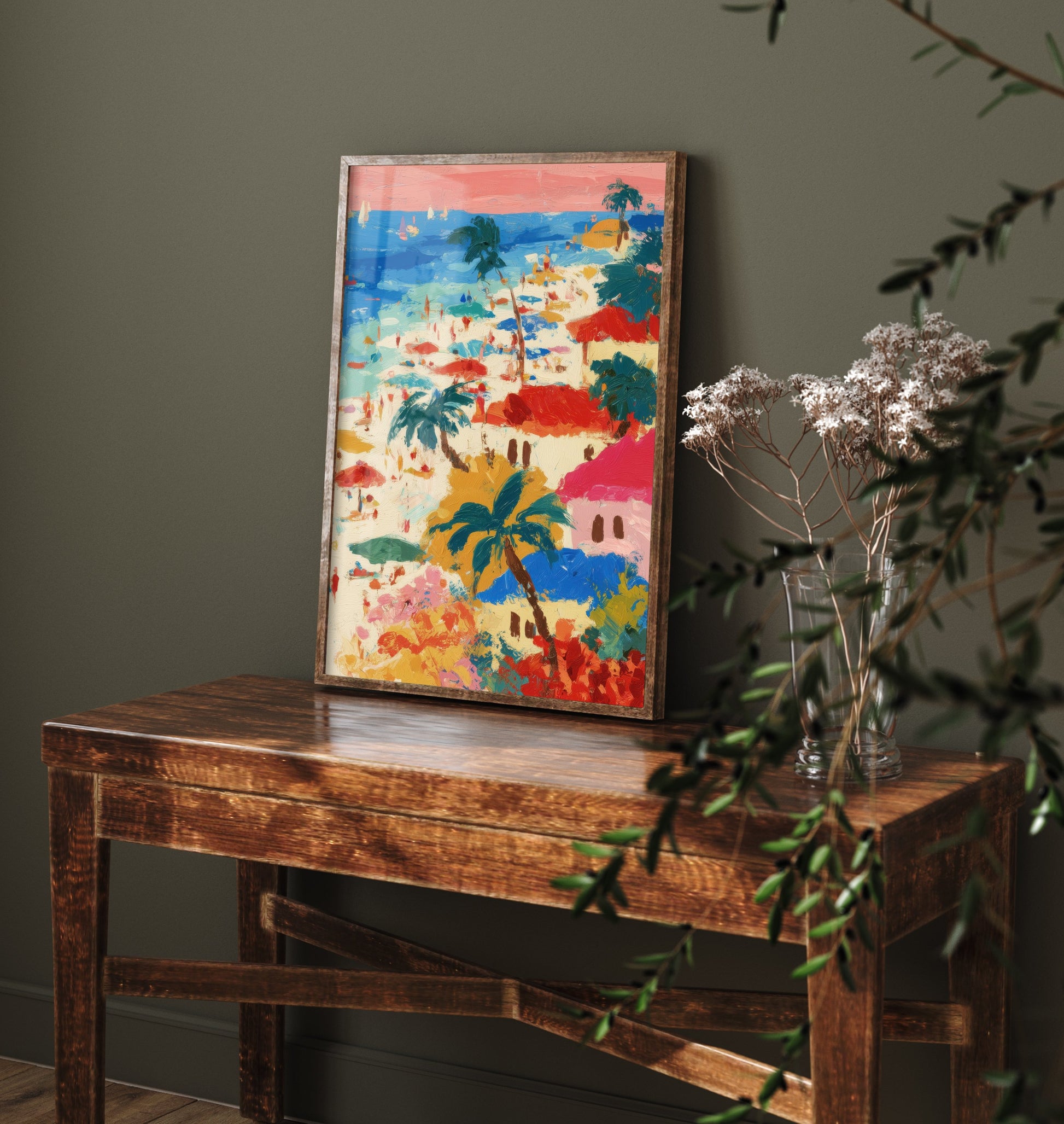 Porthminster Beach Travel Poster - Aerial Beach Art Print - Impasto Beach Painting - Cornwall Panel 3/3
