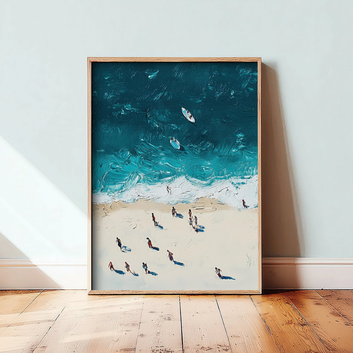 Portobello Beach Travel Poster - Aerial Beach Art Print - Impasto Beach Painting - Edinburgh Panel 1/3