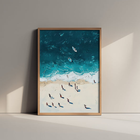Portobello Beach Travel Poster - Aerial Beach Art Print - Impasto Beach Painting - Edinburgh Panel 1/3