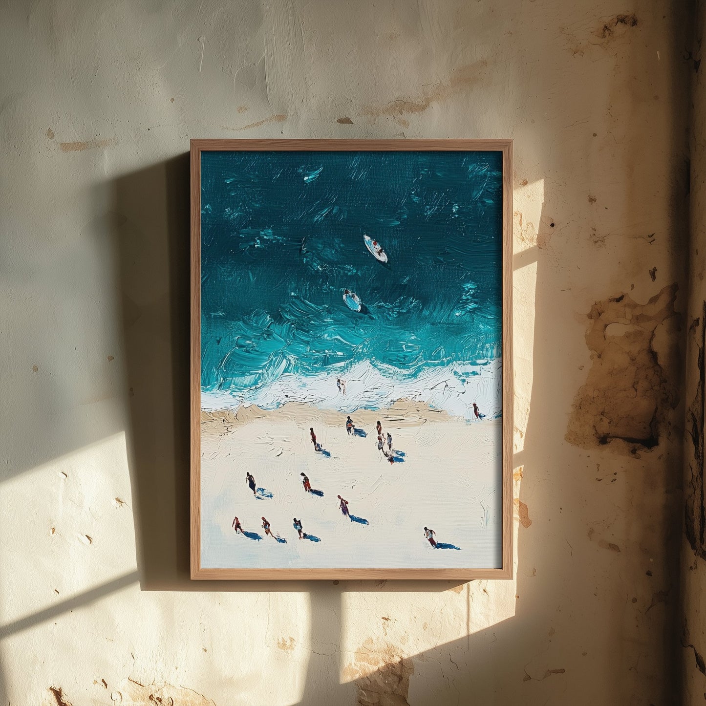 Portobello Beach Travel Poster - Aerial Beach Art Print - Impasto Beach Painting - Edinburgh Panel 1/3