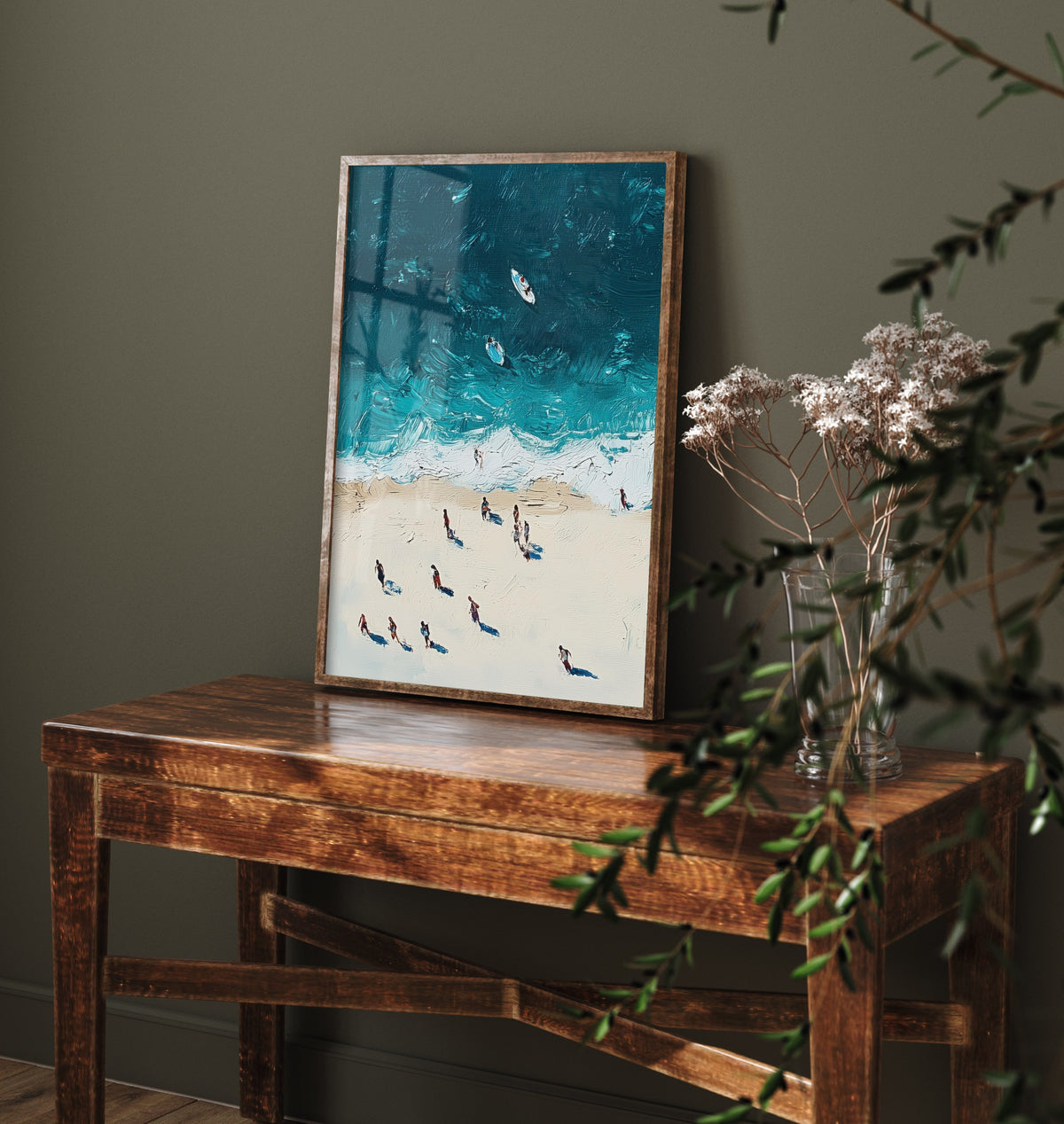 Portobello Beach Travel Poster - Aerial Beach Art Print - Impasto Beach Painting - Edinburgh Panel 1/3