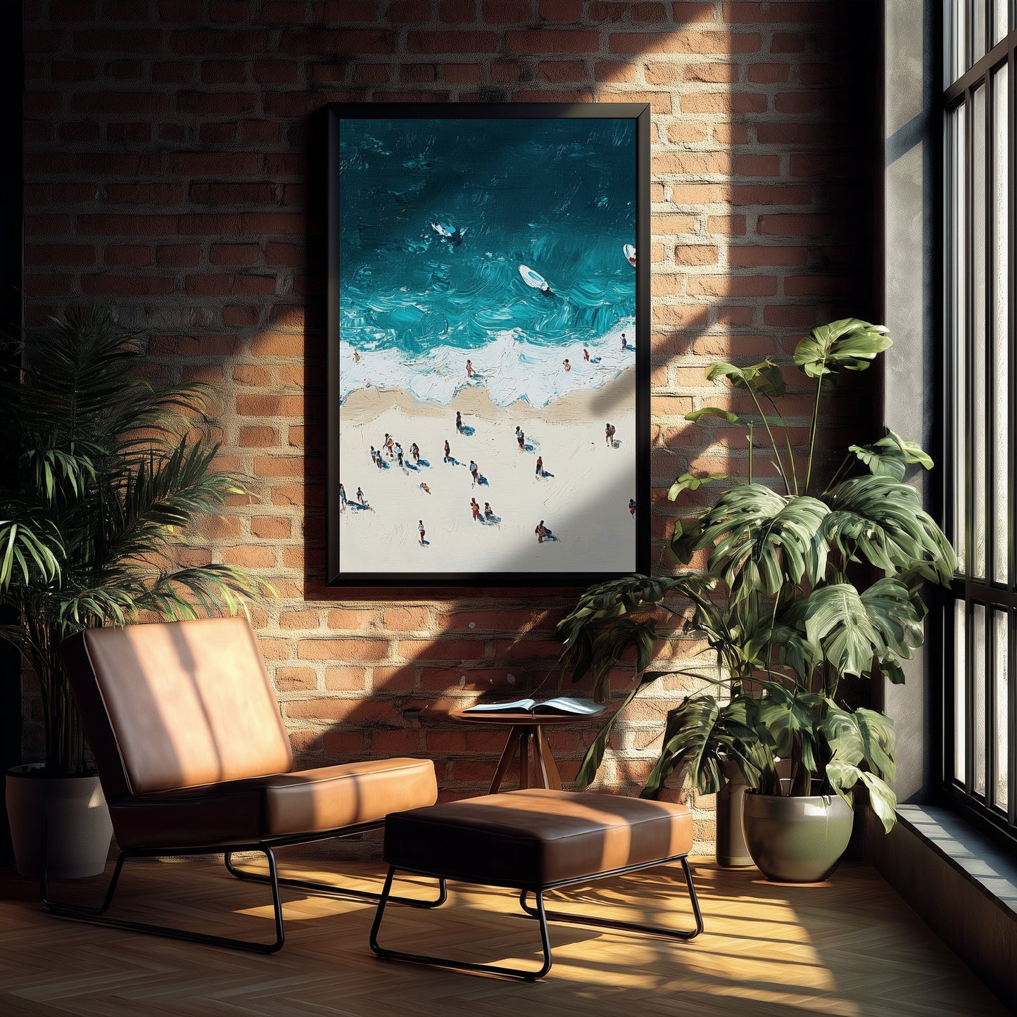 Portobello Beach Travel Poster - Aerial Beach Art Print - Impasto Beach Painting - Edinburgh Panel 2/3