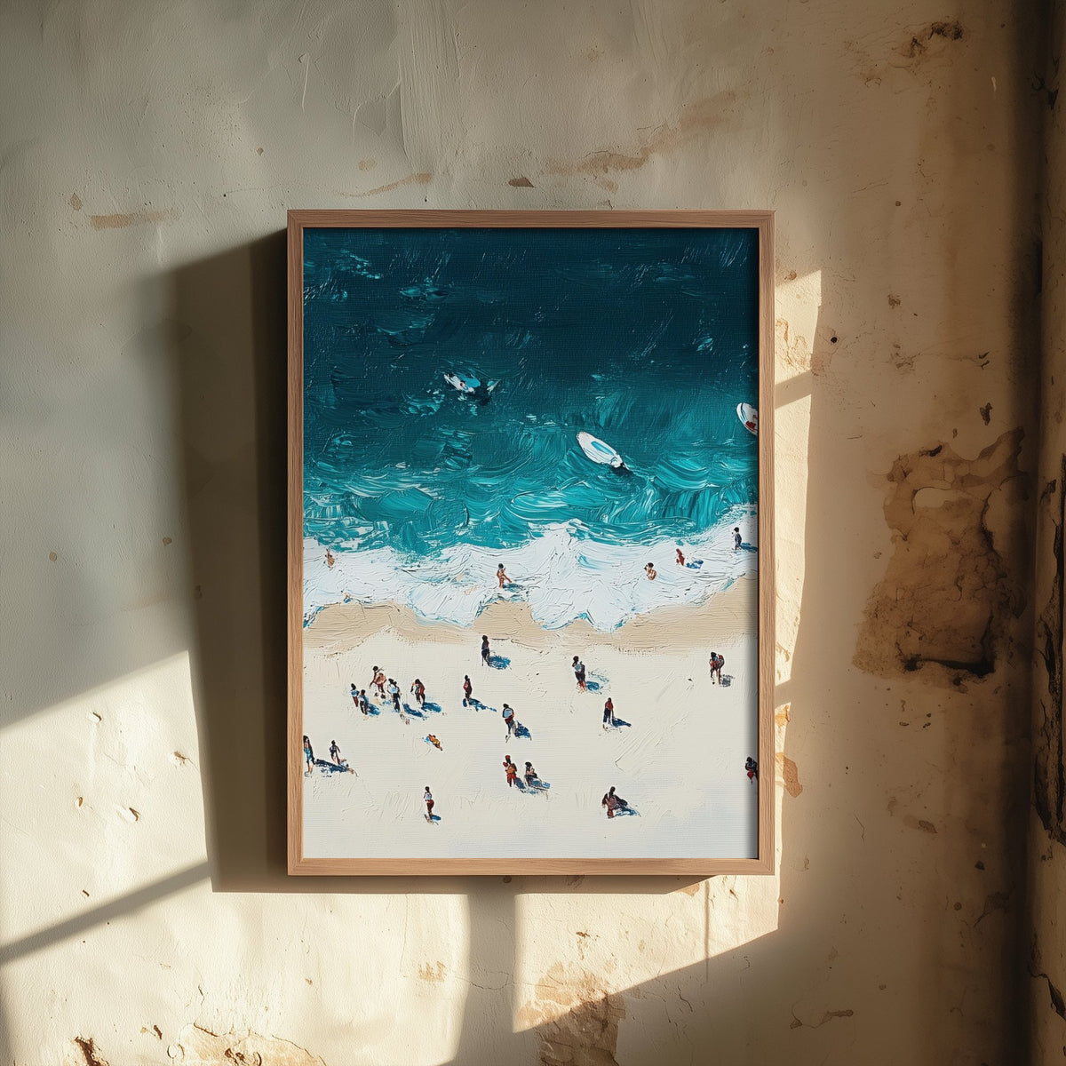 Portobello Beach Travel Poster - Aerial Beach Art Print - Impasto Beach Painting - Edinburgh Panel 2/3