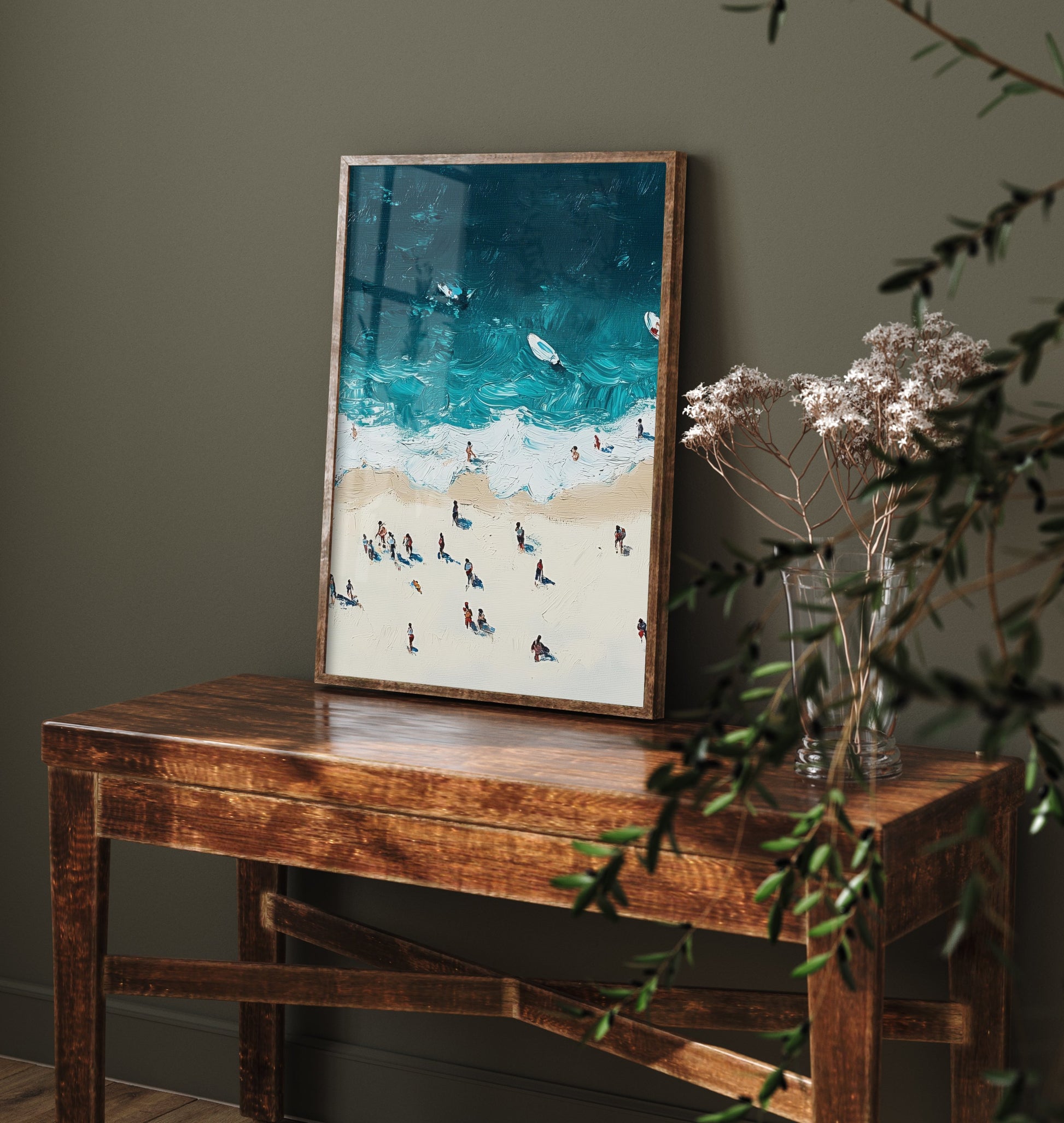 Portobello Beach Travel Poster - Aerial Beach Art Print - Impasto Beach Painting - Edinburgh Panel 2/3