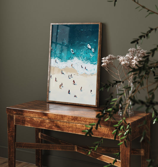 Portobello Beach Travel Poster - Aerial Beach Art Print - Impasto Beach Painting - Edinburgh Panel 3/3