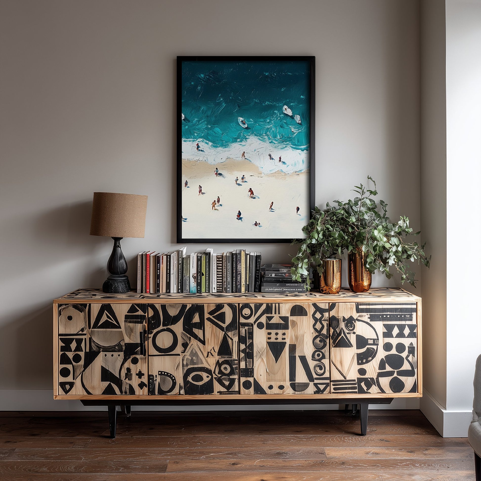 Portobello Beach Travel Poster - Aerial Beach Art Print - Impasto Beach Painting - Edinburgh Panel 3/3