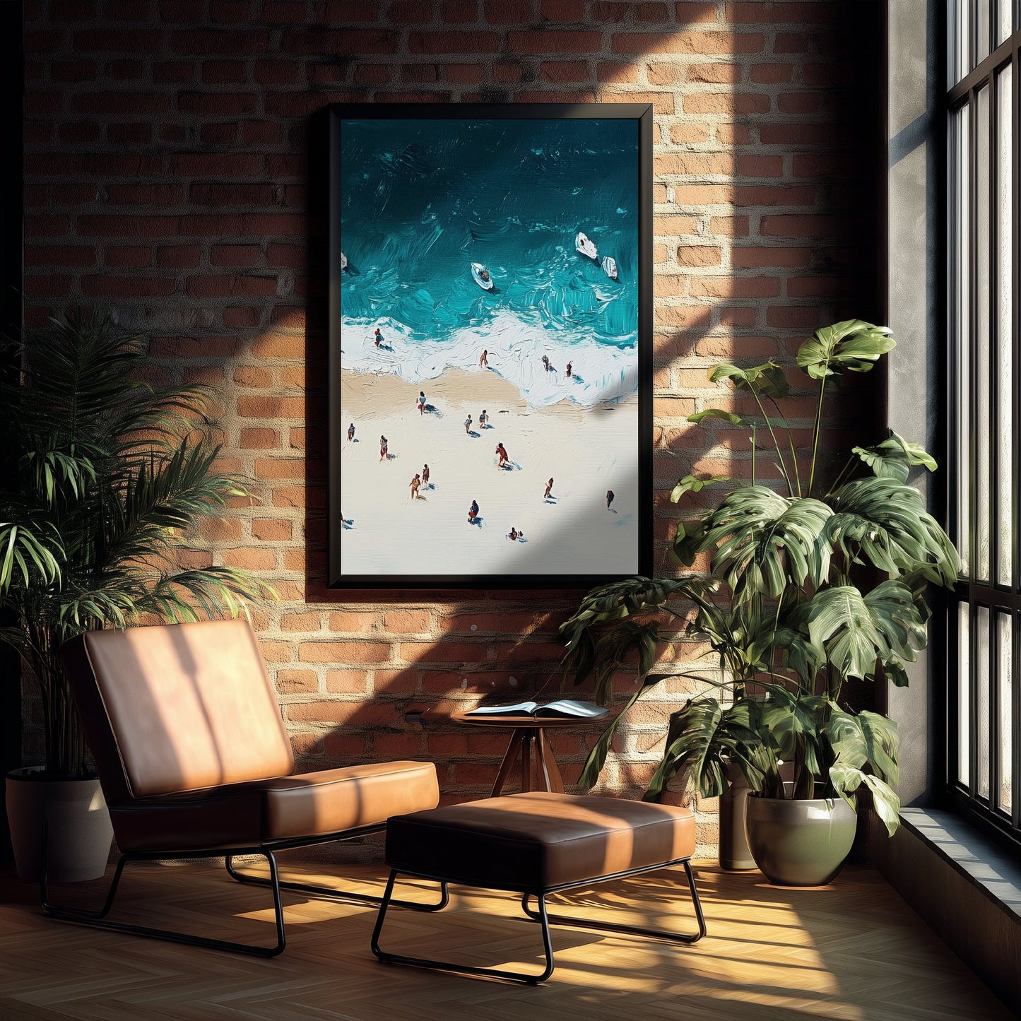 Portobello Beach Travel Poster - Aerial Beach Art Print - Impasto Beach Painting - Edinburgh Panel 3/3