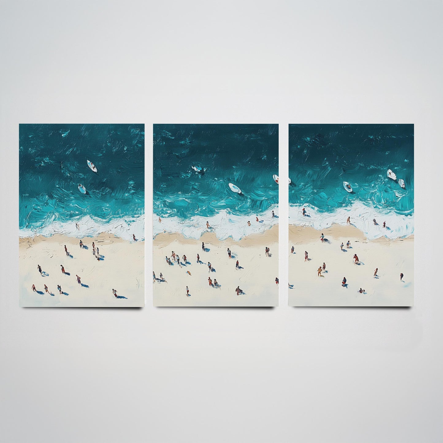 Portobello Beach Set of Three Prints - Aerial Edinburgh Coast Posters - Palette Knife Oil Painting - Scottish Seaside Wall Art