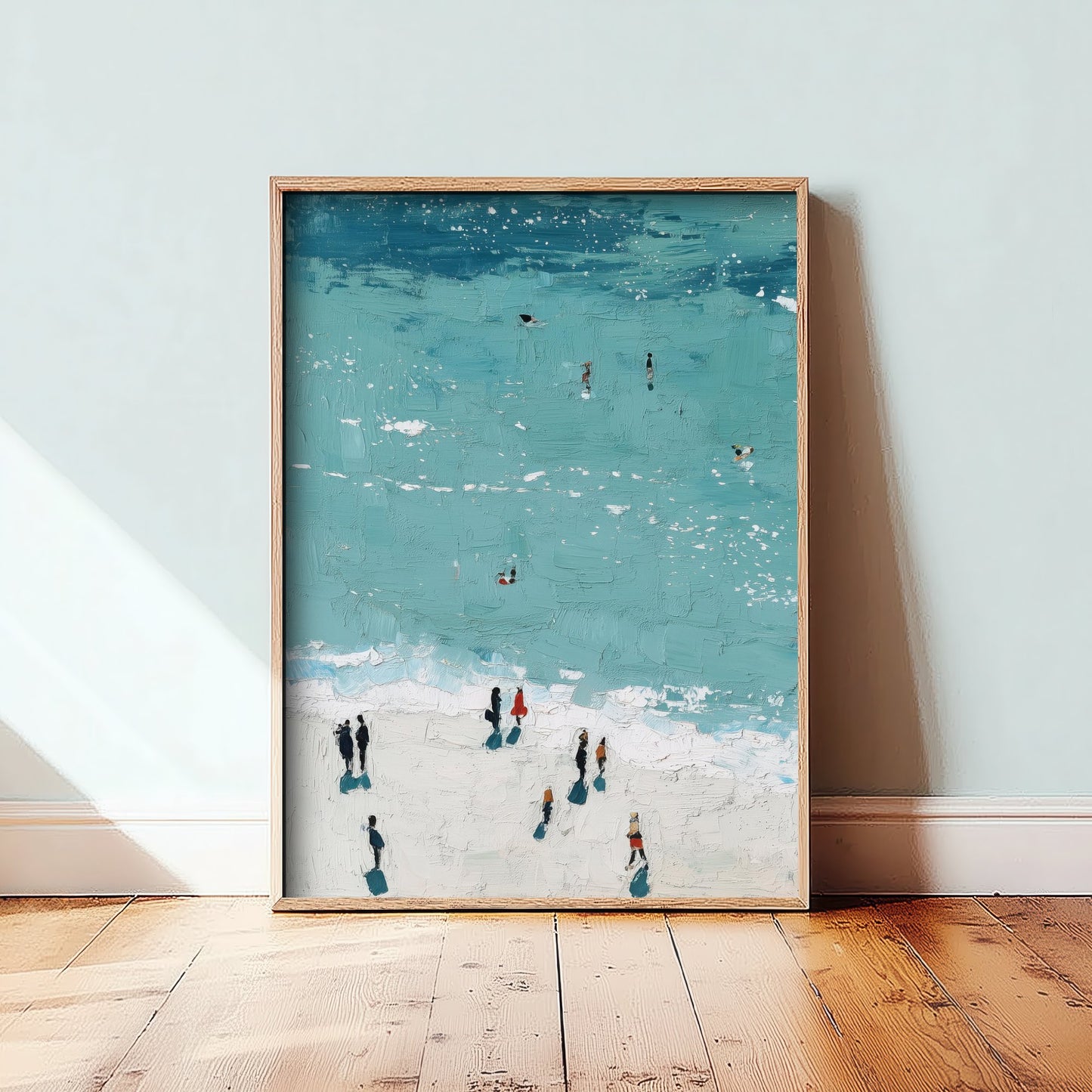 Rhossili Bay Travel Poster - Aerial Beach Art Print - Impasto Beach Painting - Gower Panel 1/3