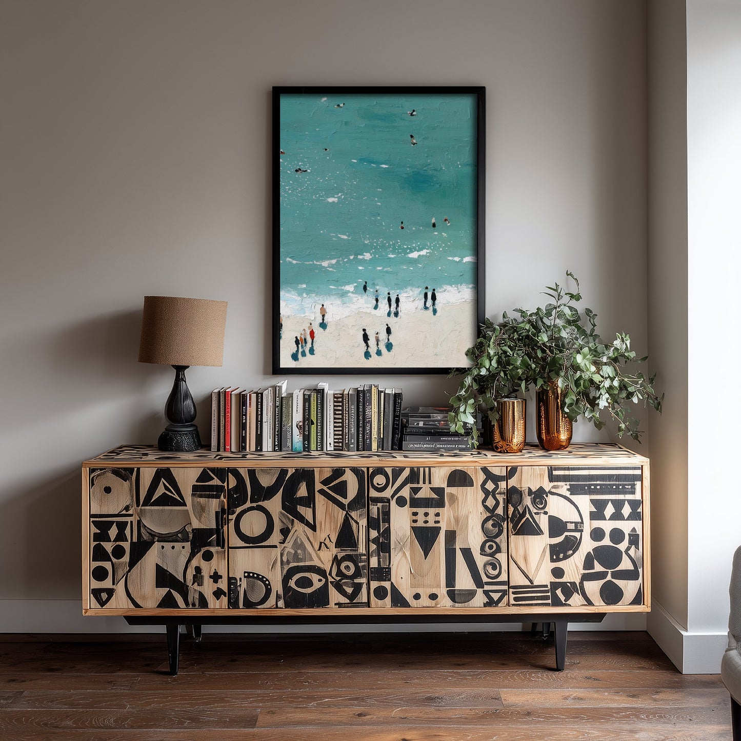 Rhossili Bay Travel Poster - Aerial Beach Art Print - Impasto Beach Painting - Gower Panel 3/3