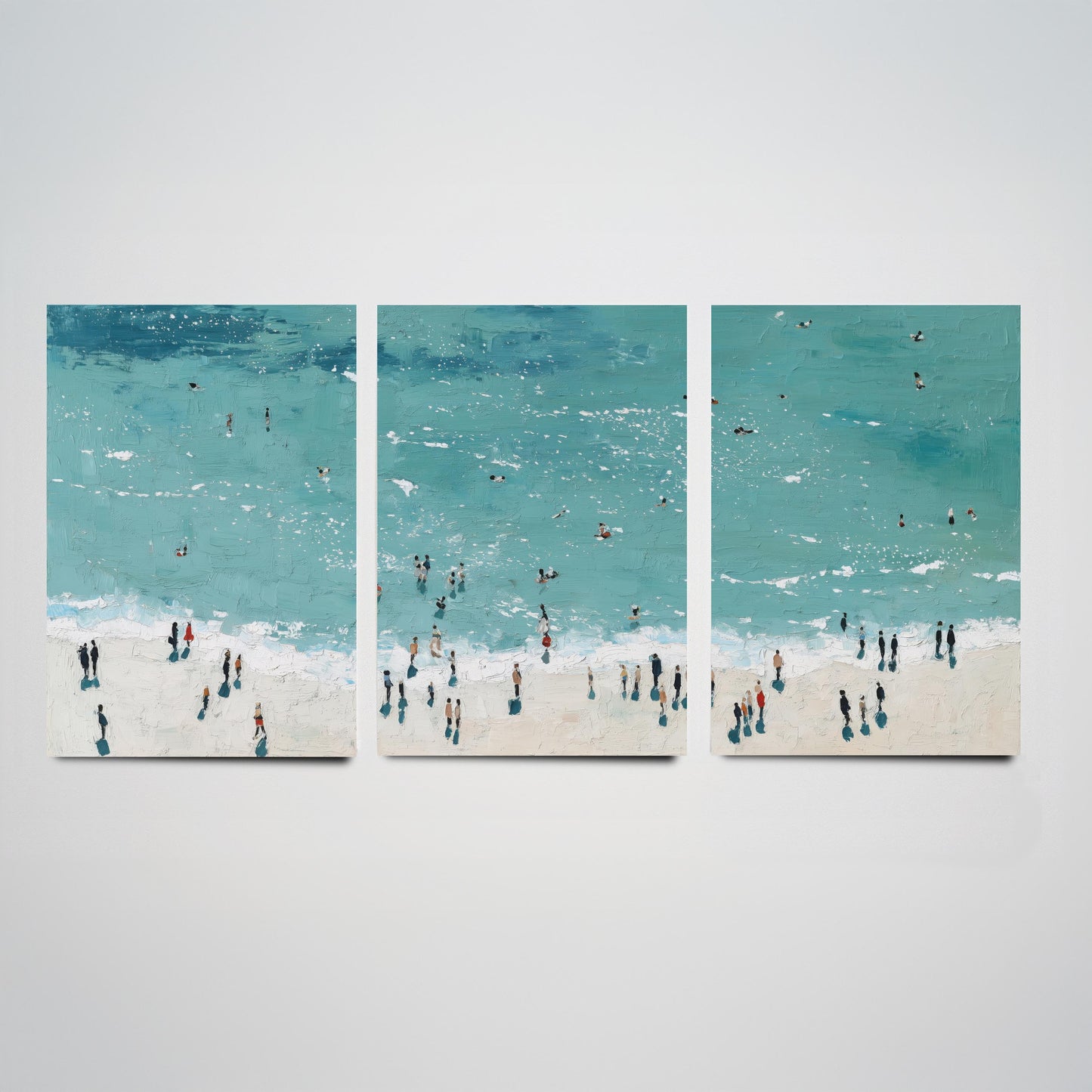 Rhossili Bay Set of Three Prints - Aerial Gower Wales Posters - Palette Knife Oil Painting - Turquoise Sea Wall Art