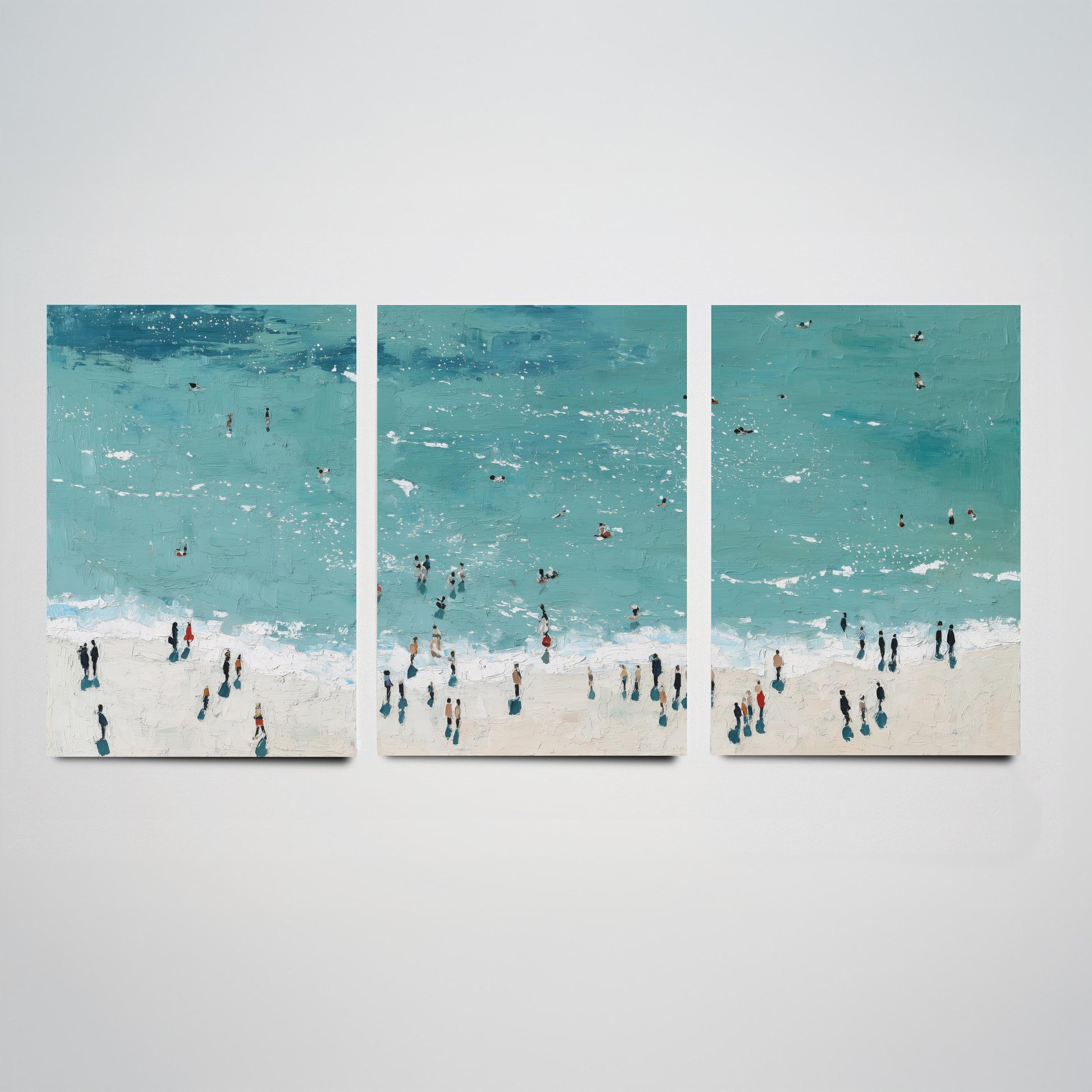 Rhossili Bay Set of Three Prints - Aerial Gower Wales Posters - Palette Knife Oil Painting - Turquoise Sea Wall Art