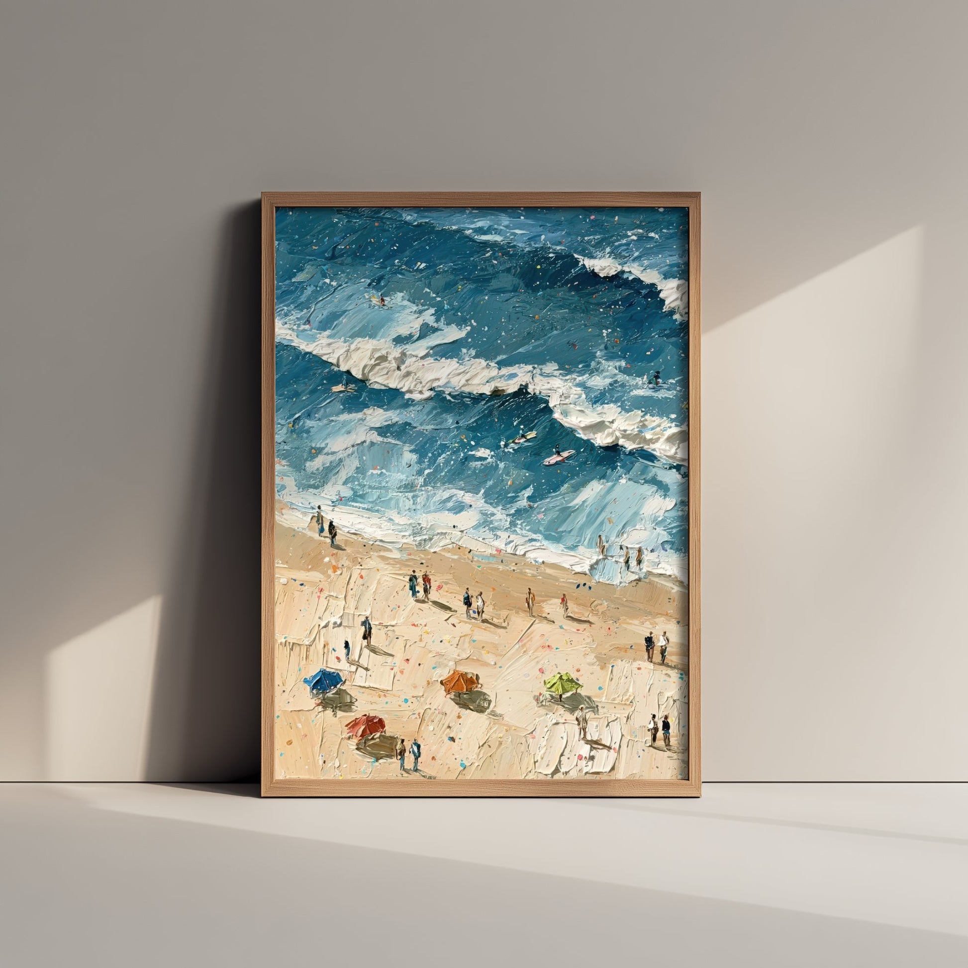 Saunton Sands Travel Poster - Aerial Beach Art Print - Impasto Beach Painting - Devon Panel 1/3