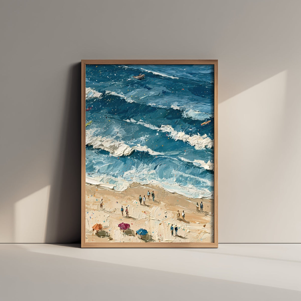 Saunton Sands Travel Poster - Aerial Beach Art Print - Impasto Beach Painting - Devon Panel 2/3