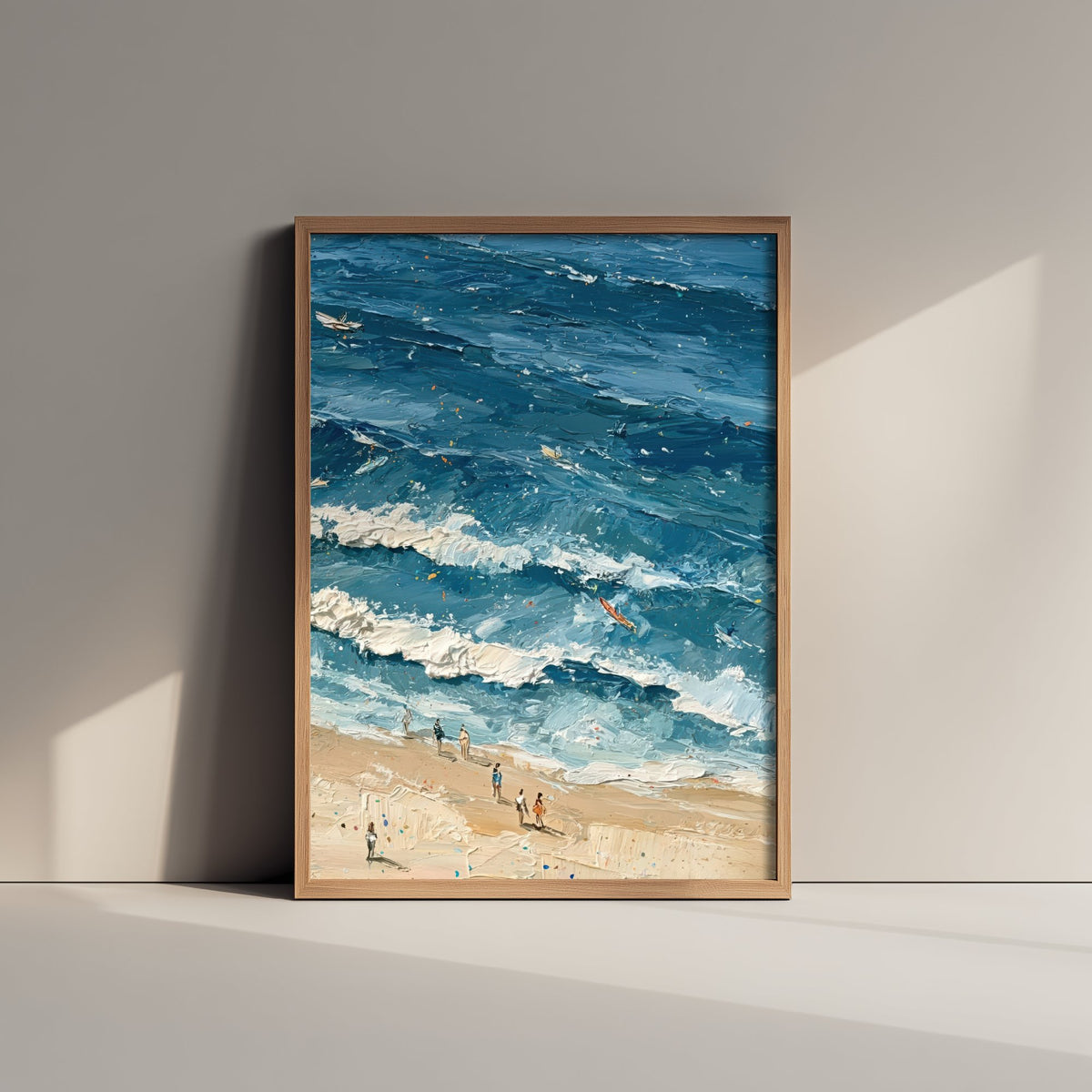 Saunton Sands Travel Poster - Aerial Beach Art Print - Impasto Beach Painting - Devon Panel 3/3