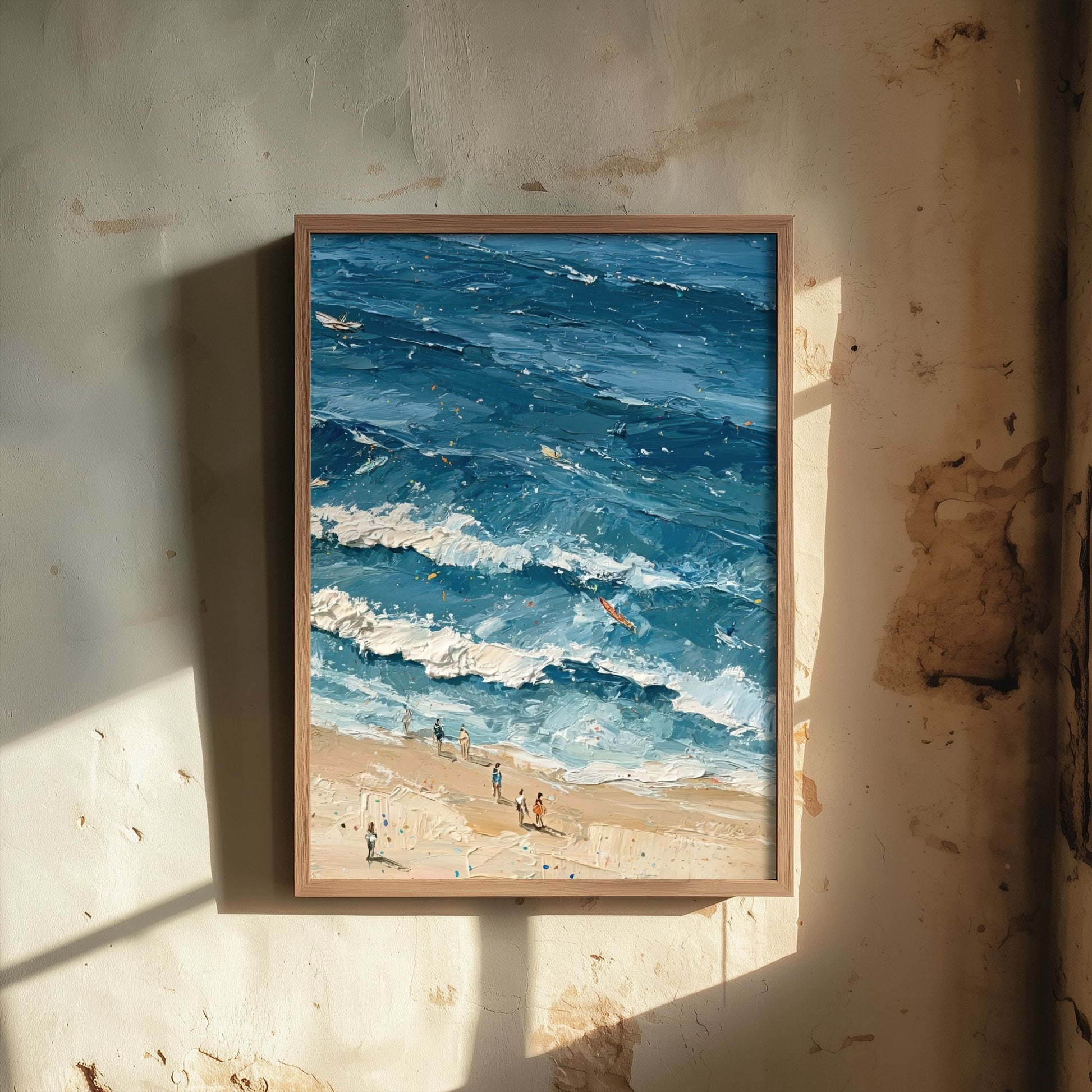 Saunton Sands Travel Poster - Aerial Beach Art Print - Impasto Beach Painting - Devon Panel 3/3