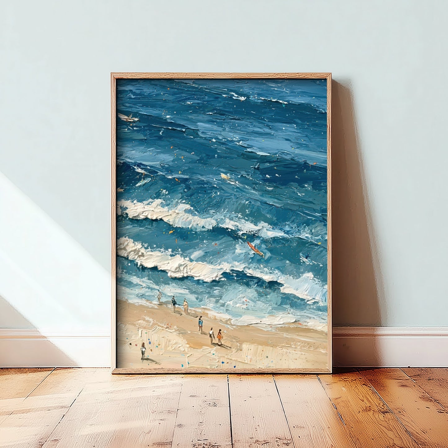 Saunton Sands Travel Poster - Aerial Beach Art Print - Impasto Beach Painting - Devon Panel 3/3