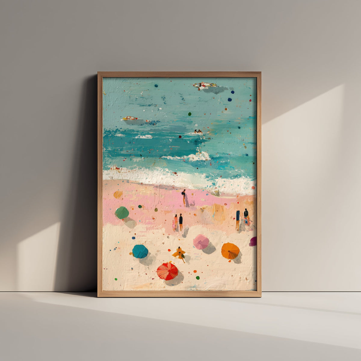 Scarborough South Bay Travel Poster - Aerial Beach Art Print - Impasto Beach Painting - North Yorkshire Panel 1/3