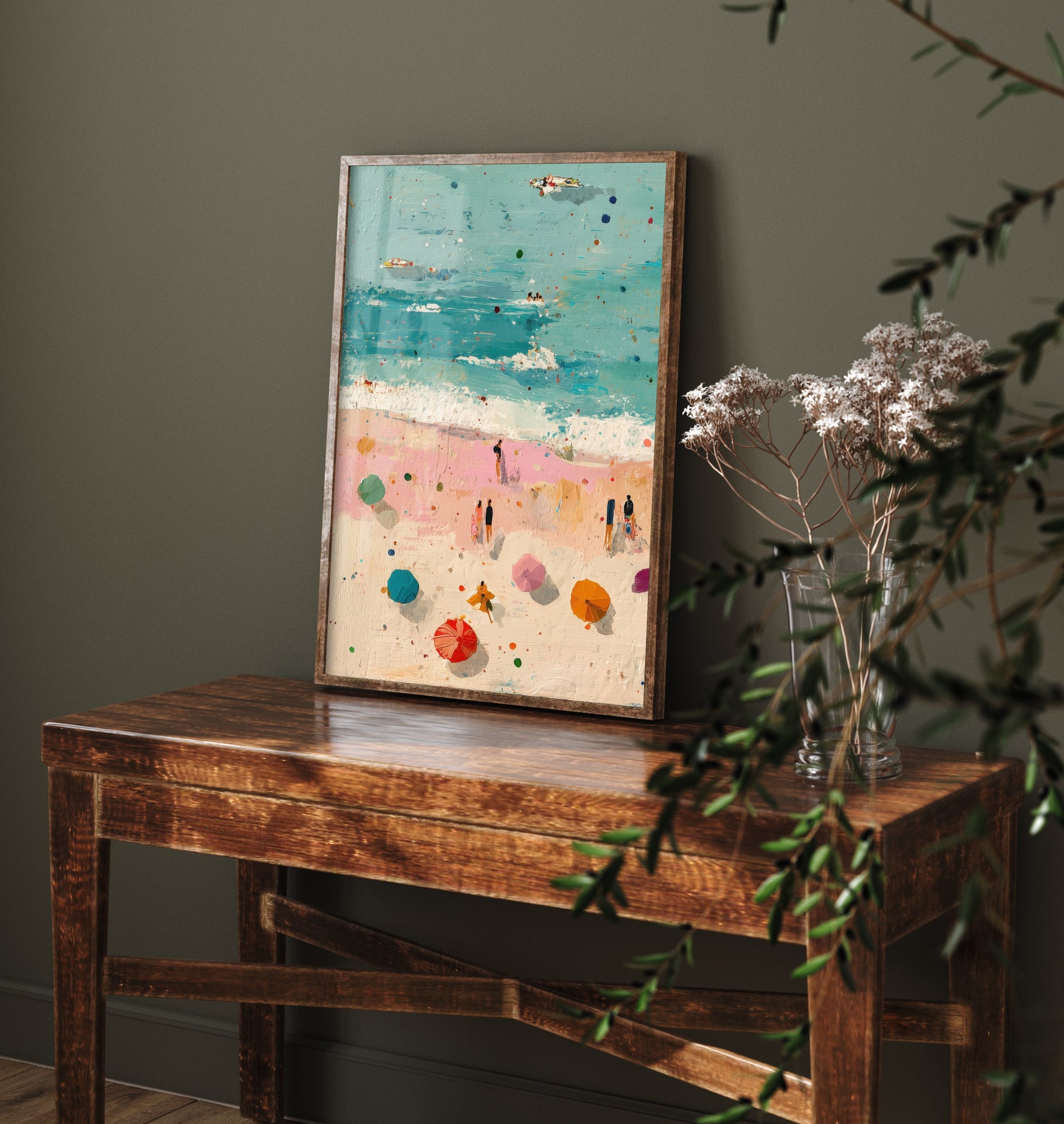 Scarborough South Bay Travel Poster - Aerial Beach Art Print - Impasto Beach Painting - North Yorkshire Panel 1/3