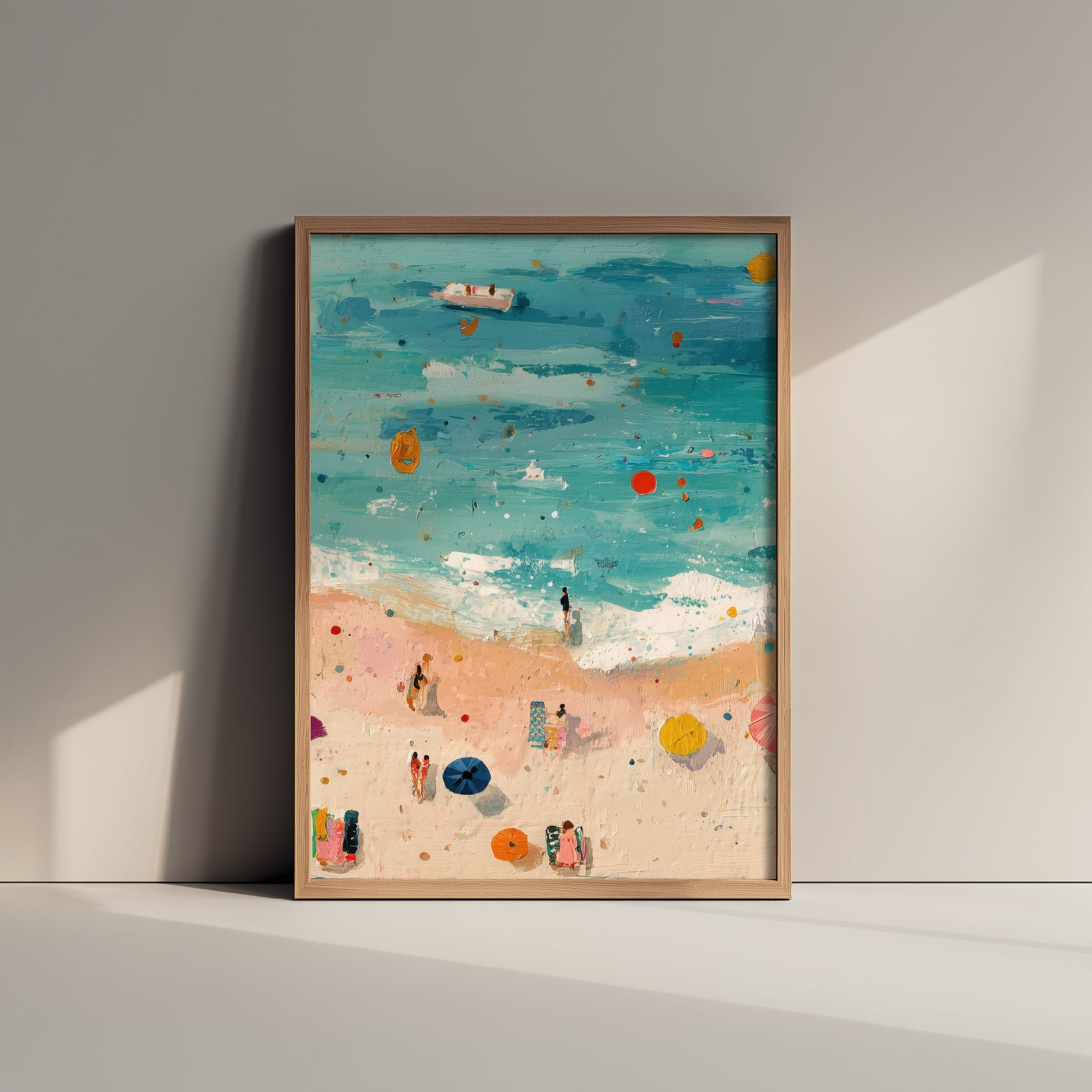 Scarborough South Bay Travel Poster - Aerial Beach Art Print - Impasto Beach Painting - North Yorkshire Panel 2/3