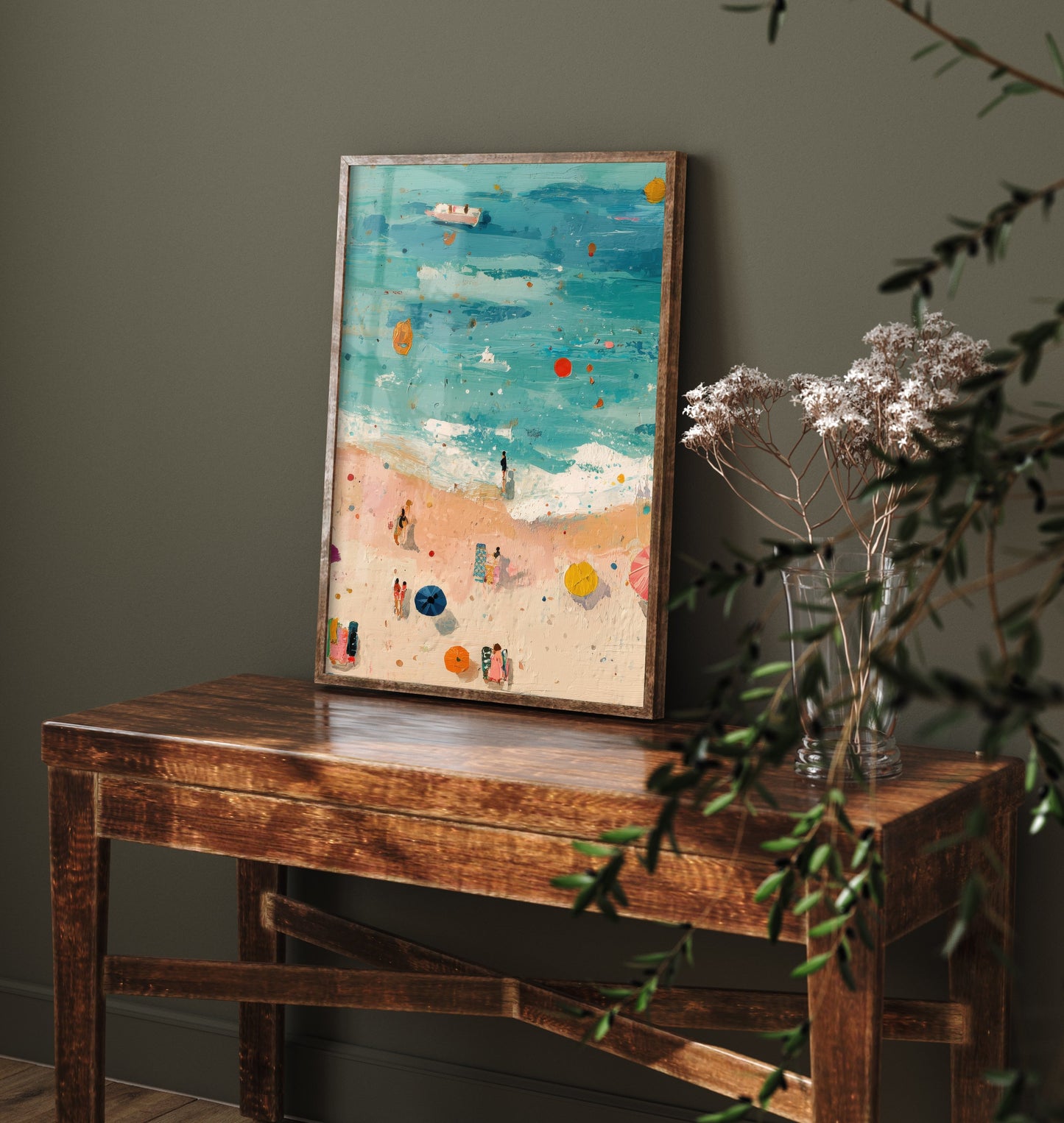 Scarborough South Bay Travel Poster - Aerial Beach Art Print - Impasto Beach Painting - North Yorkshire Panel 2/3