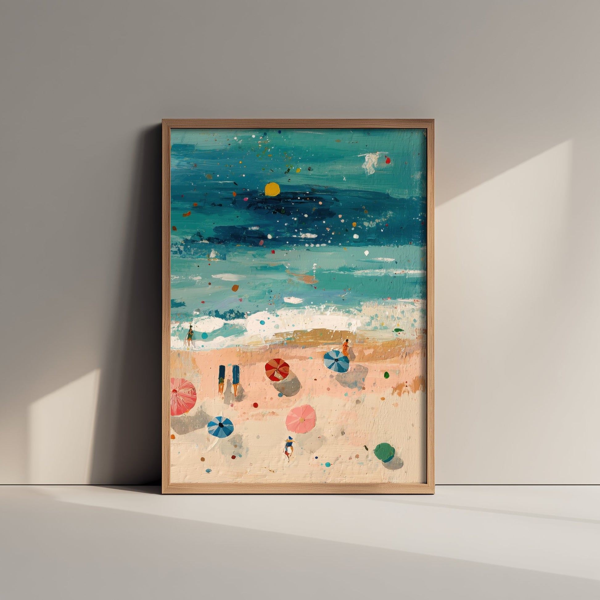 Scarborough South Bay Travel Poster - Aerial Beach Art Print - Impasto Beach Painting - North Yorkshire Panel 3/3