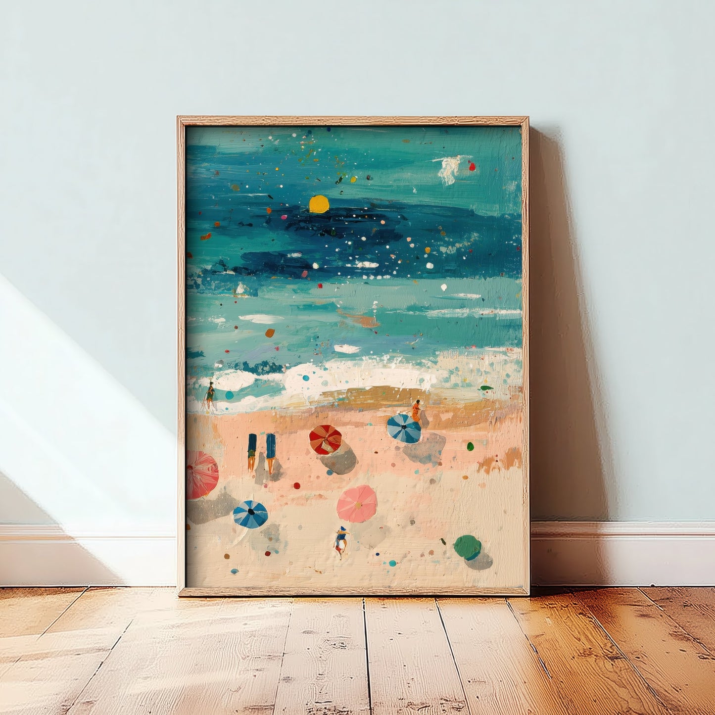 Scarborough South Bay Travel Poster - Aerial Beach Art Print - Impasto Beach Painting - North Yorkshire Panel 3/3