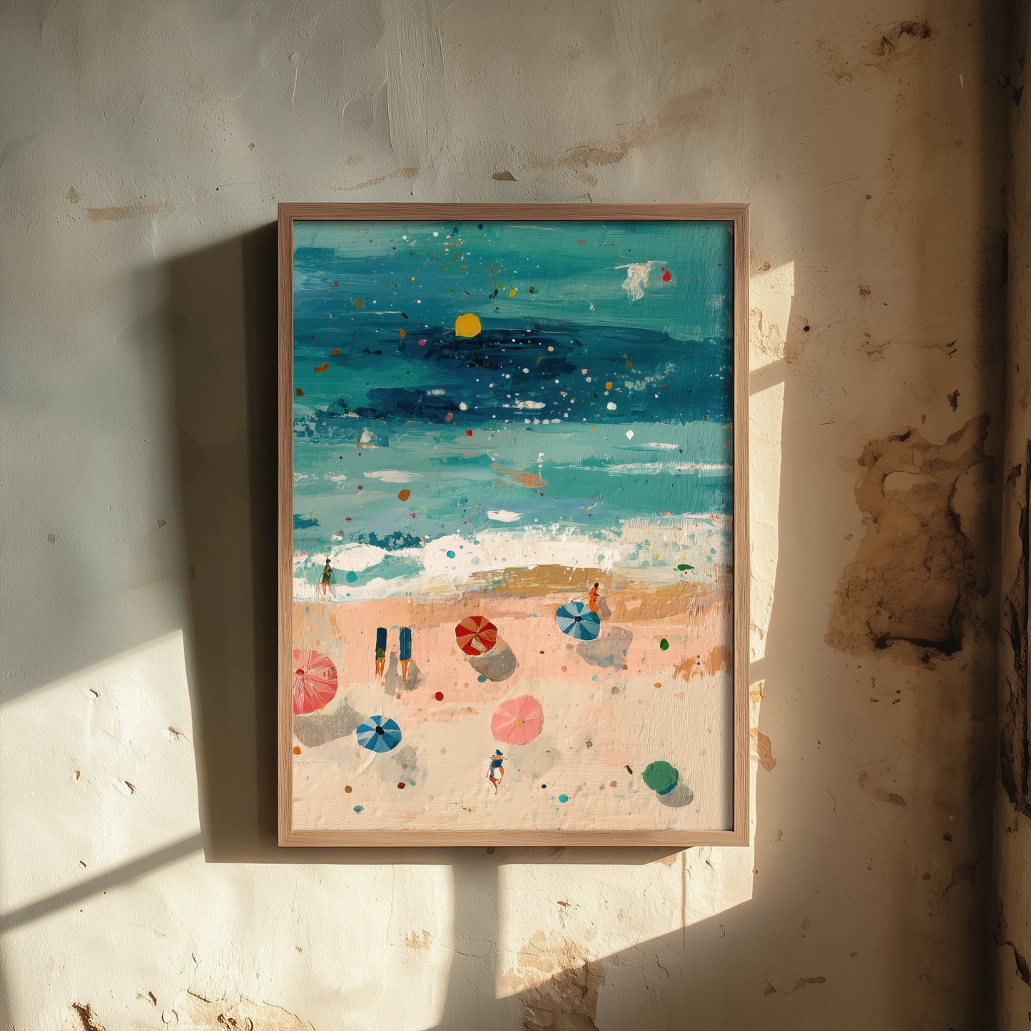 Scarborough South Bay Travel Poster - Aerial Beach Art Print - Impasto Beach Painting - North Yorkshire Panel 3/3